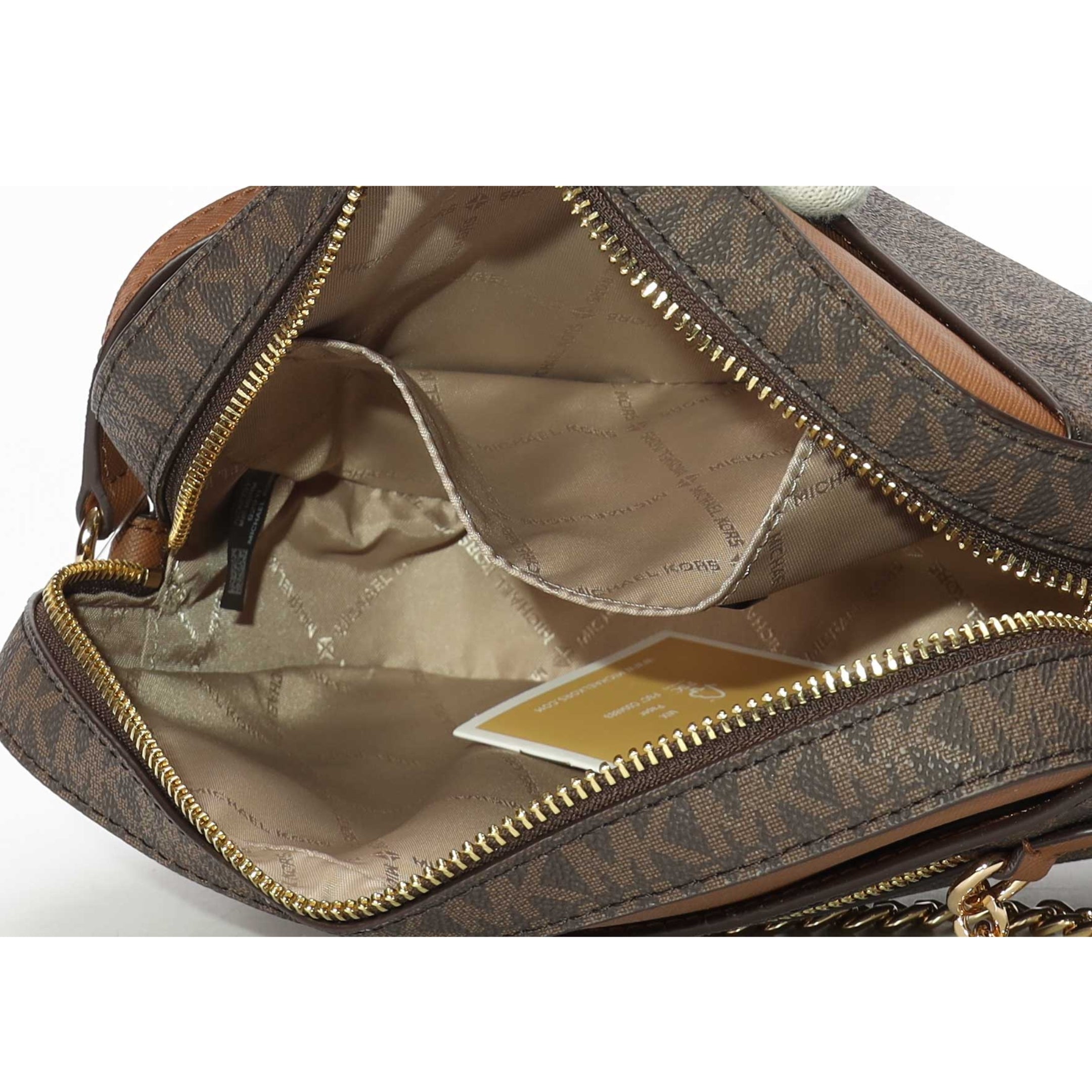 Michael Kors Jet Set Large Brown Logo Crossbody Bag