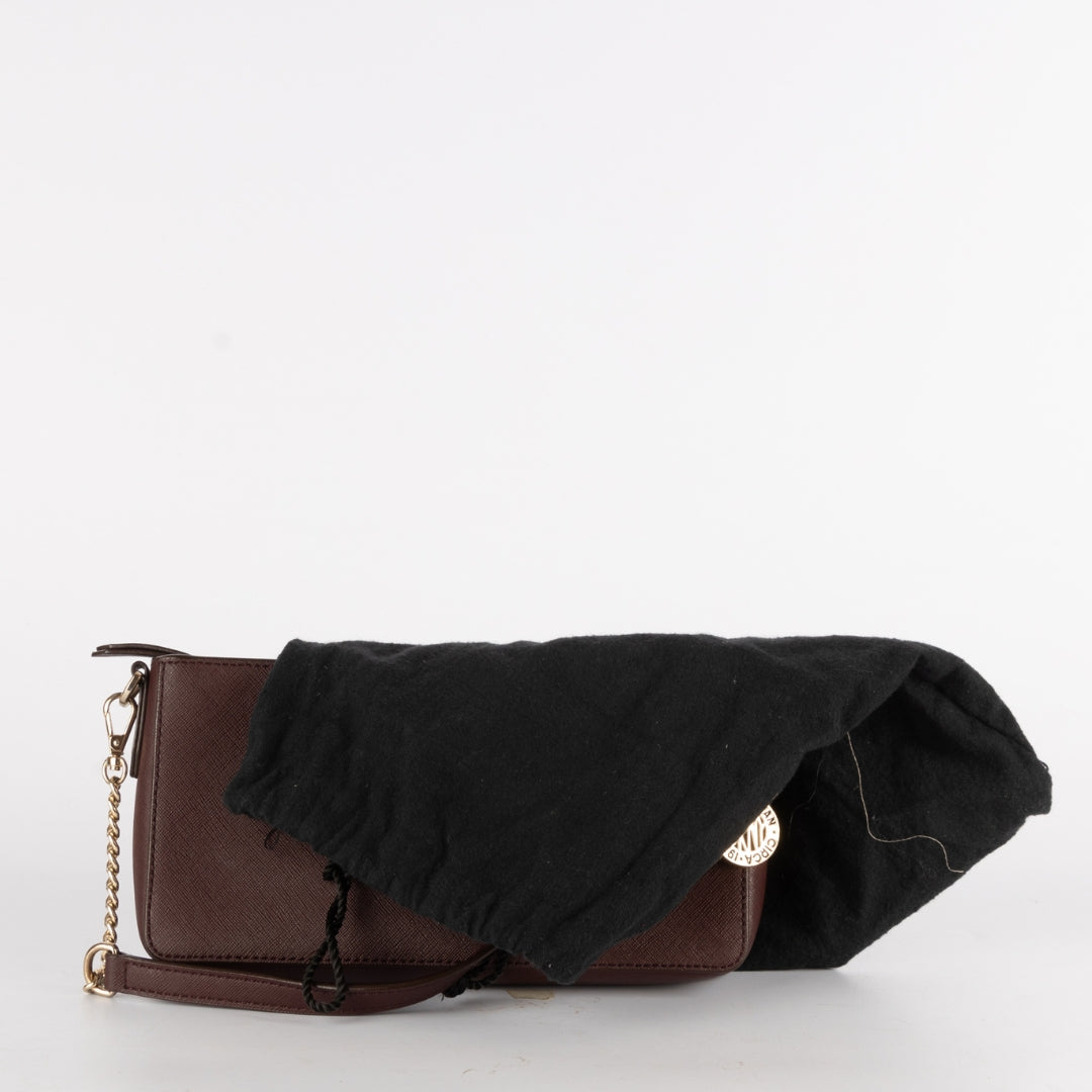 Dkny Burgundy Leather Zip Crossbody Bag
