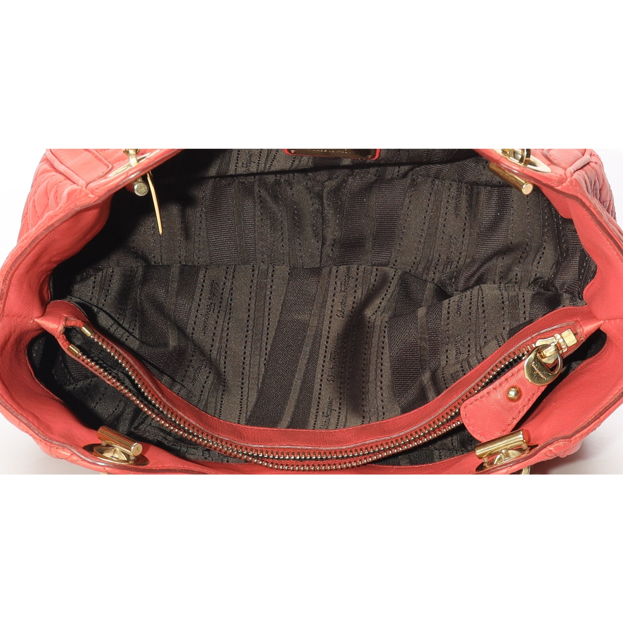 Salvatore Ferragamo Peach Betulla Chain Tote