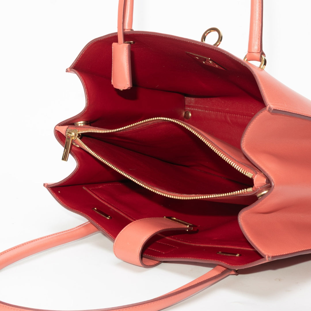 Salvatore Ferragamo Coral Red Gancini Lock Satchel