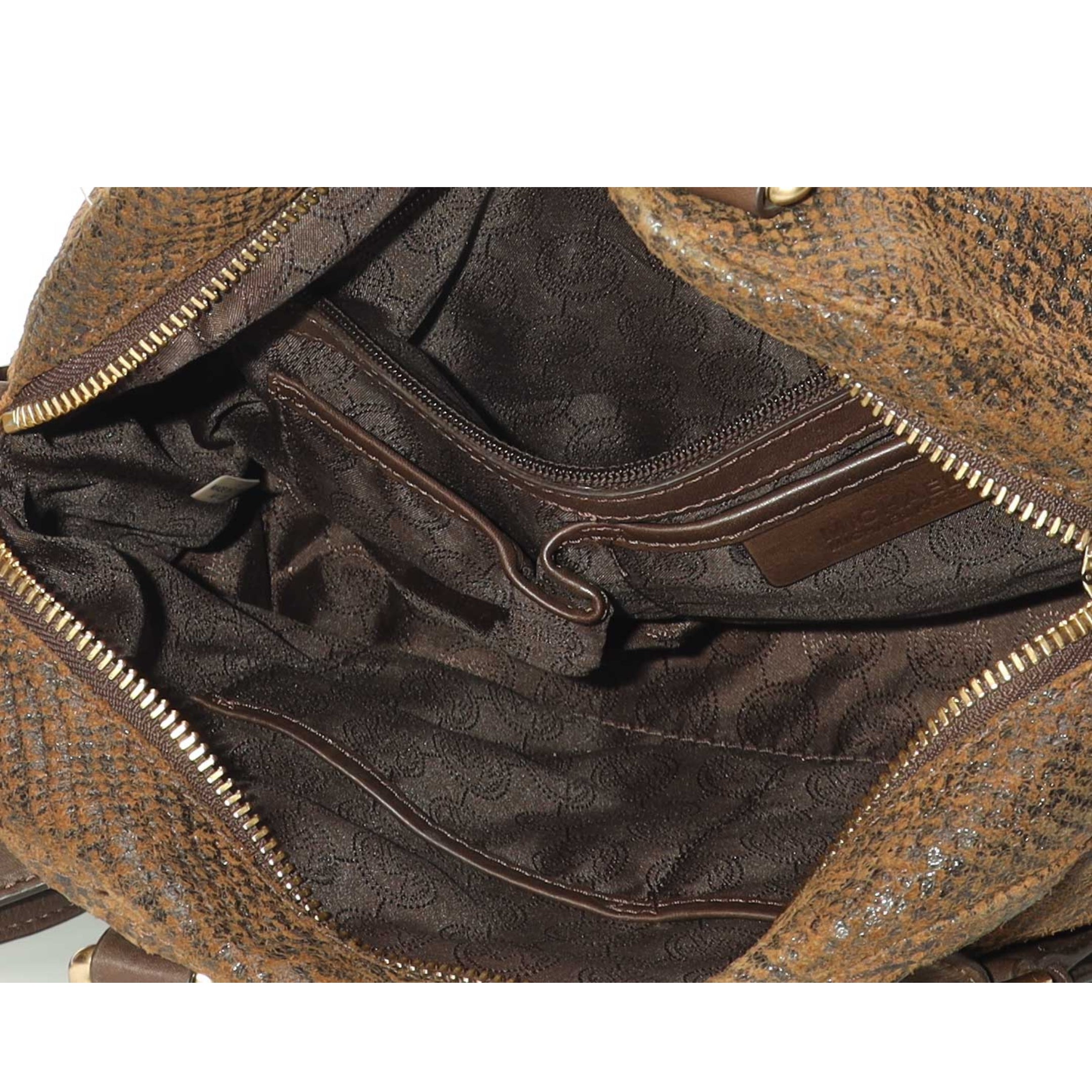 Michael Kors Bedford Brown Python Bowling Satchel