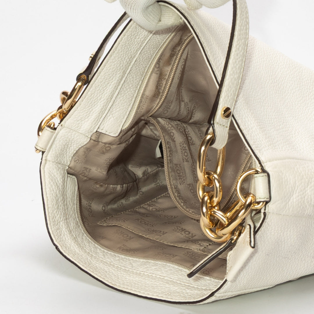 Michael Kors White Hallie Hobo Bag