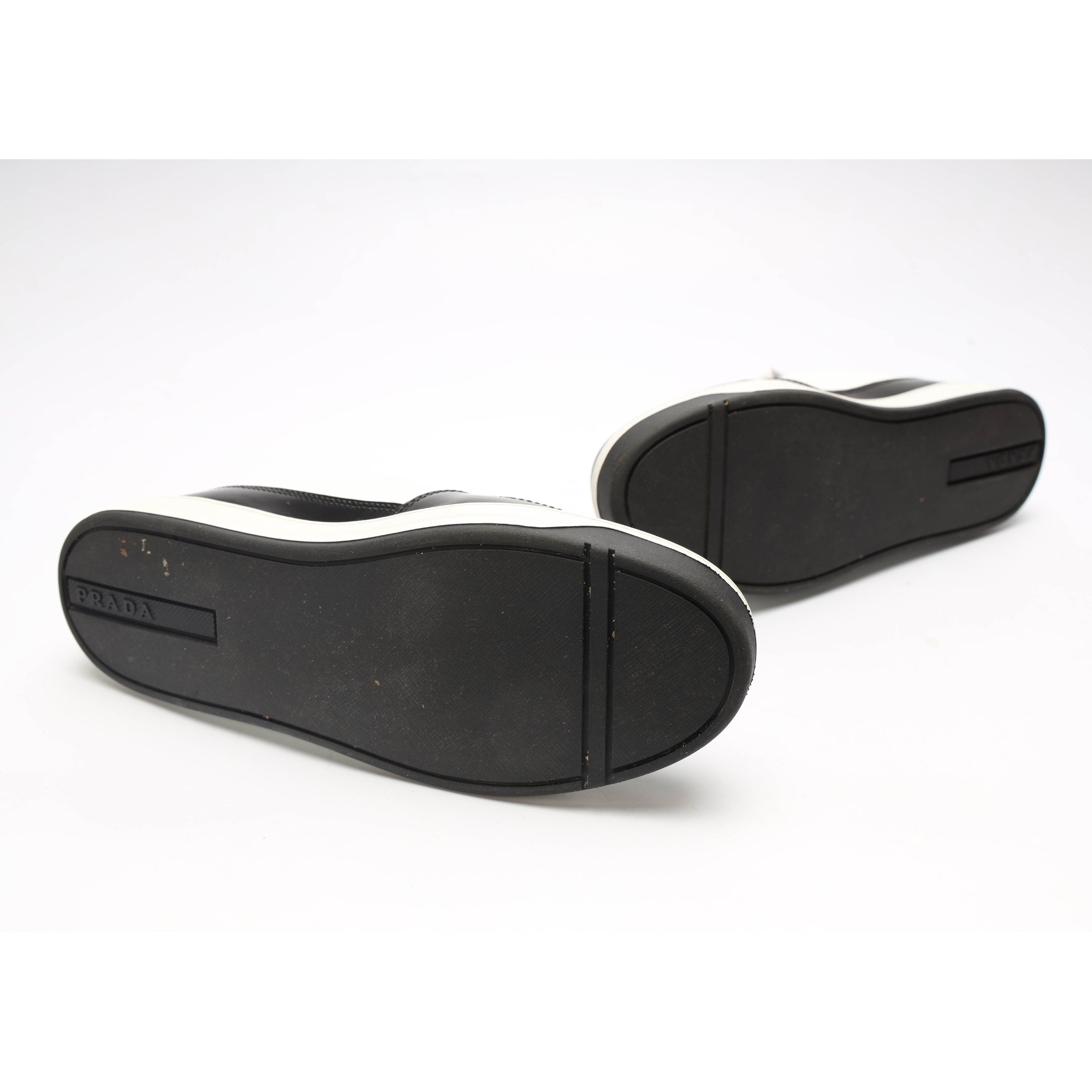 Prada B&W Downtown Leather Sneakers