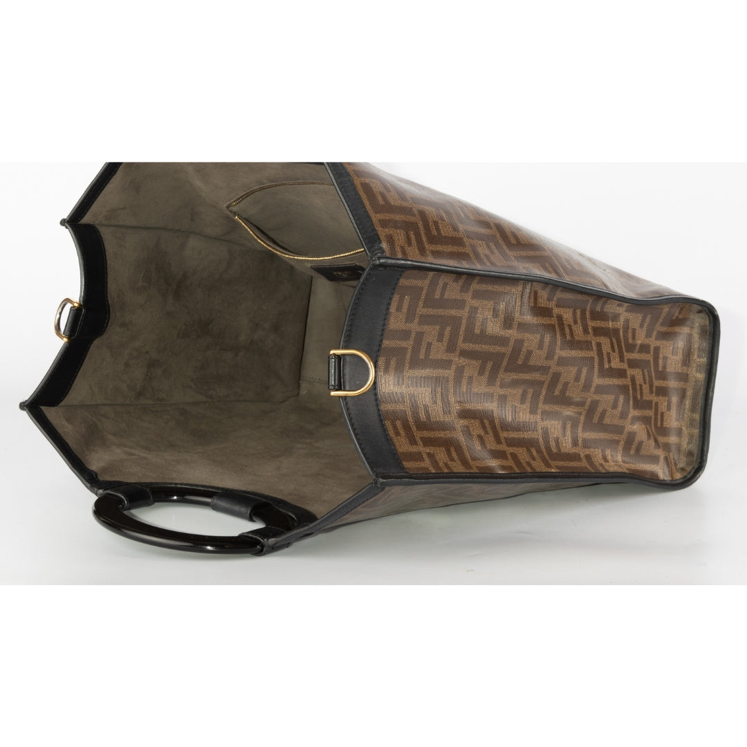 Fendi Zucca Coated Canvas and Leather Runaway Shopper Tote