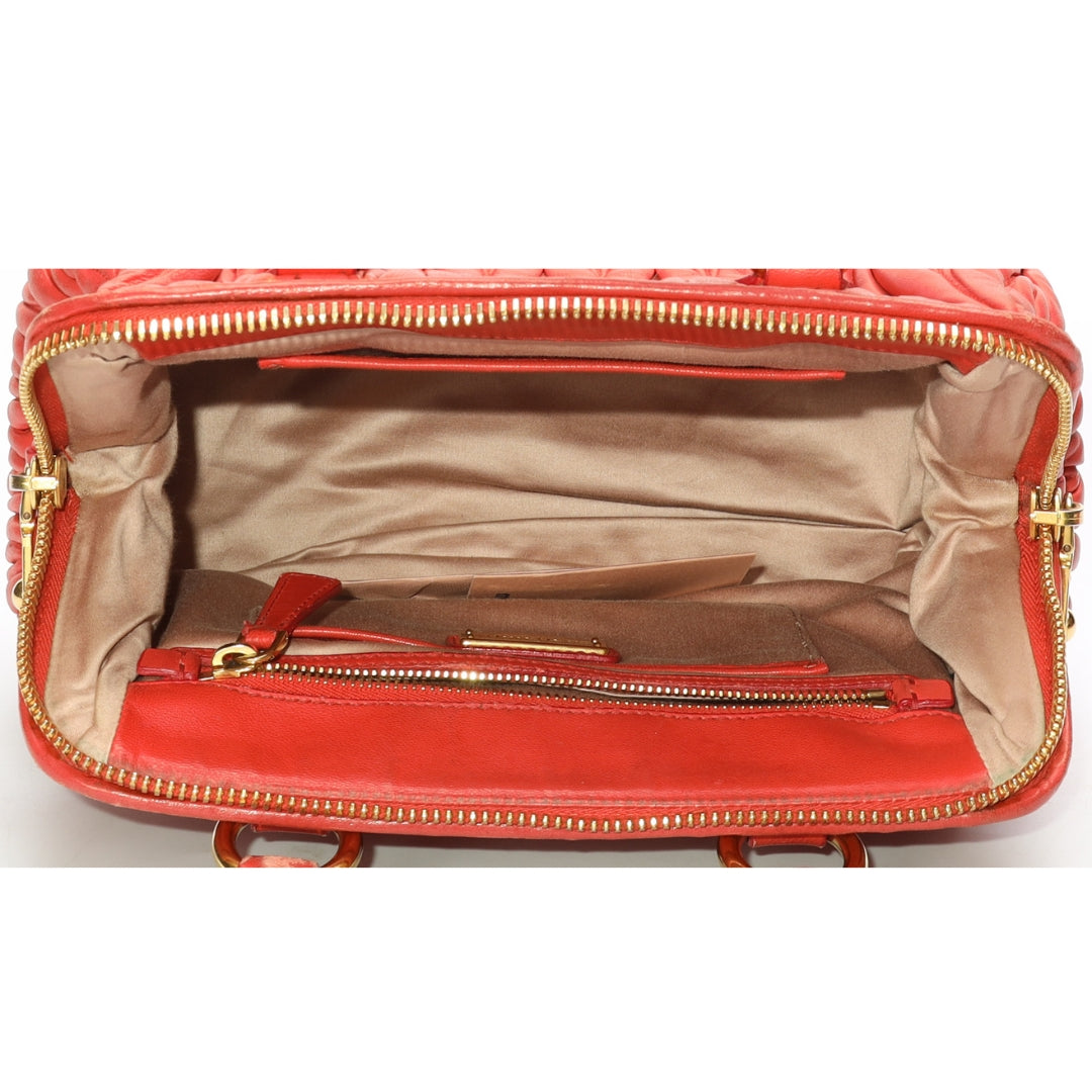 Miu Miu Red Matelasse Convertible Satchel