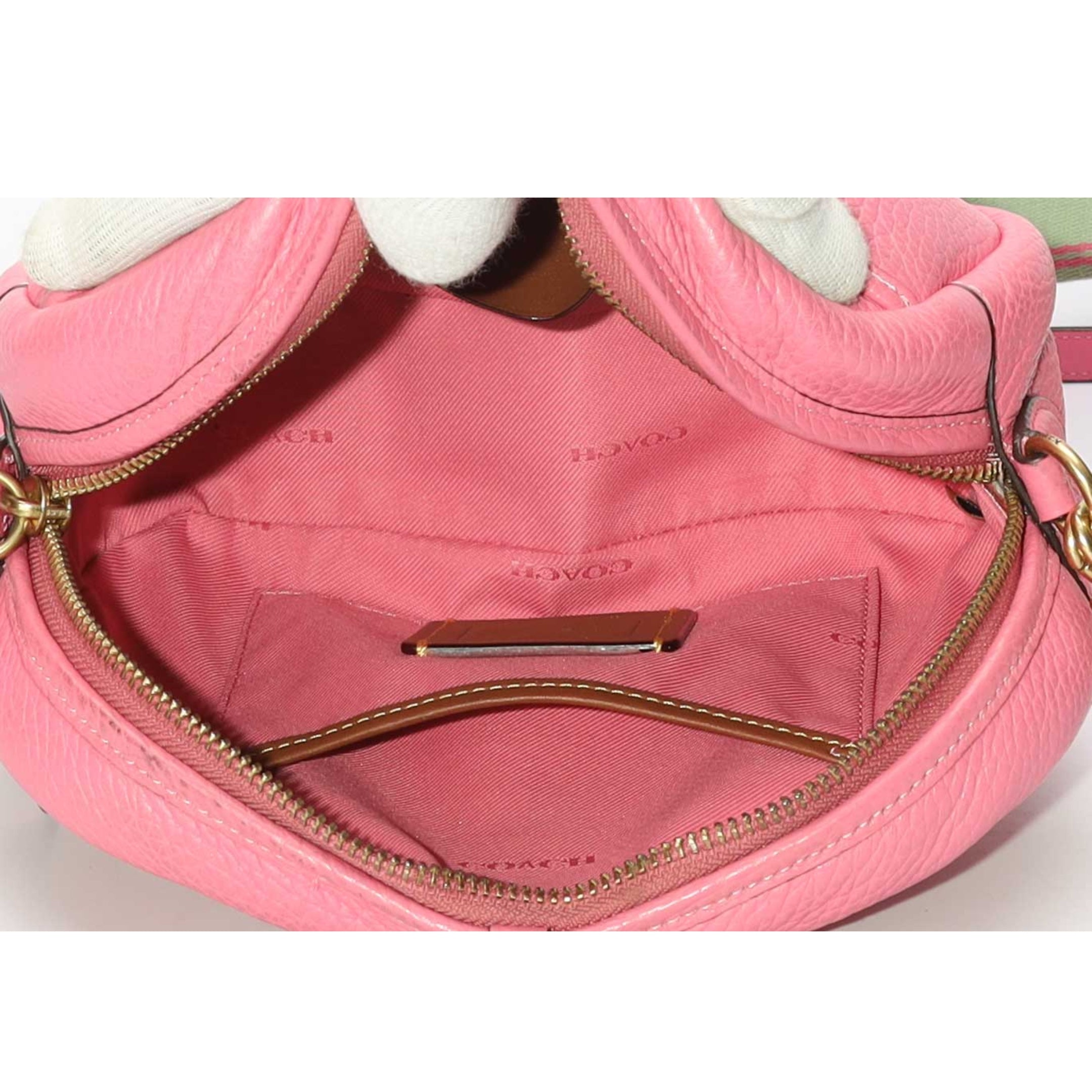 Coach Pink Pebble Leather Camera Crossbody Bag
