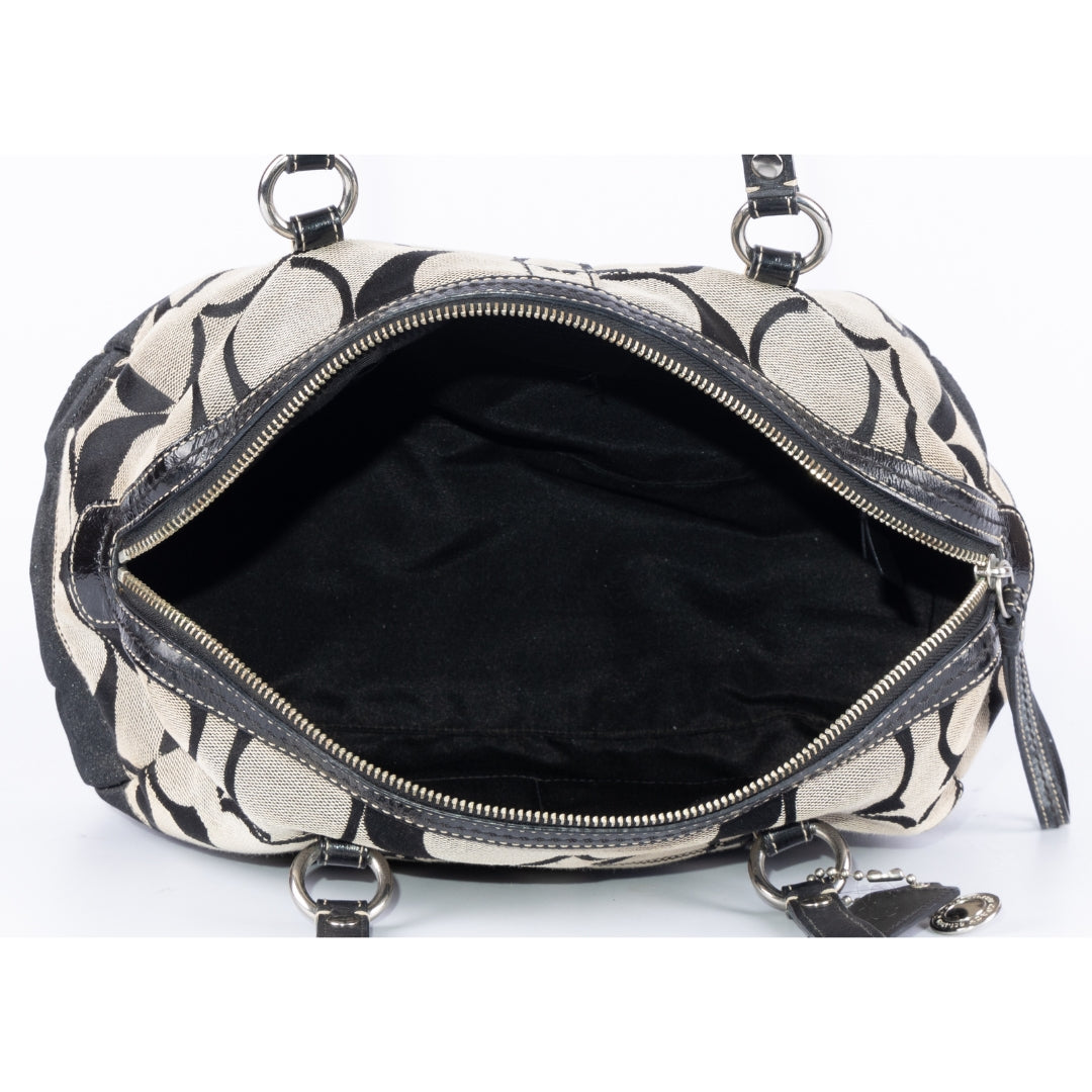 Coach Signature Black Canvas Leather Shoulder Bag