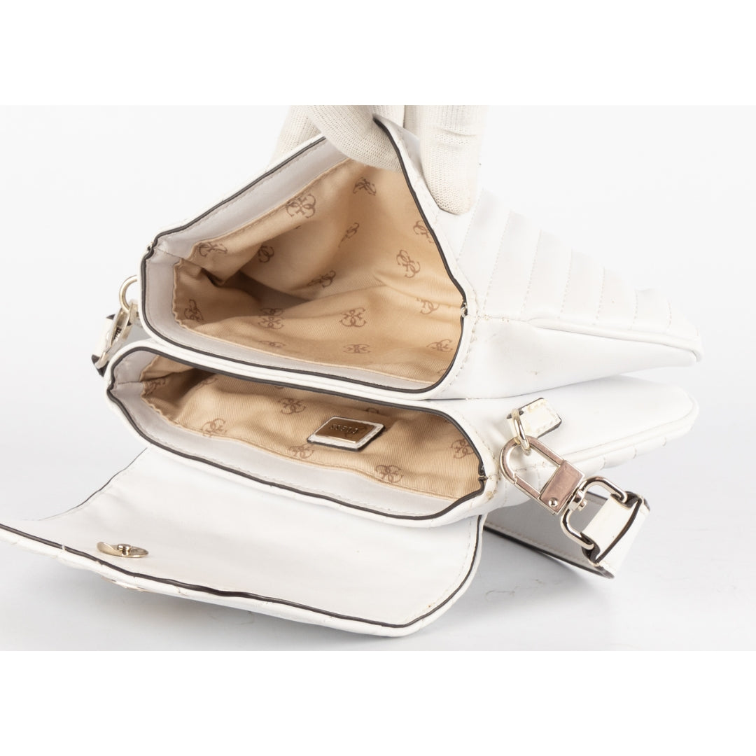 Guess White Quilted Shoulder Bag