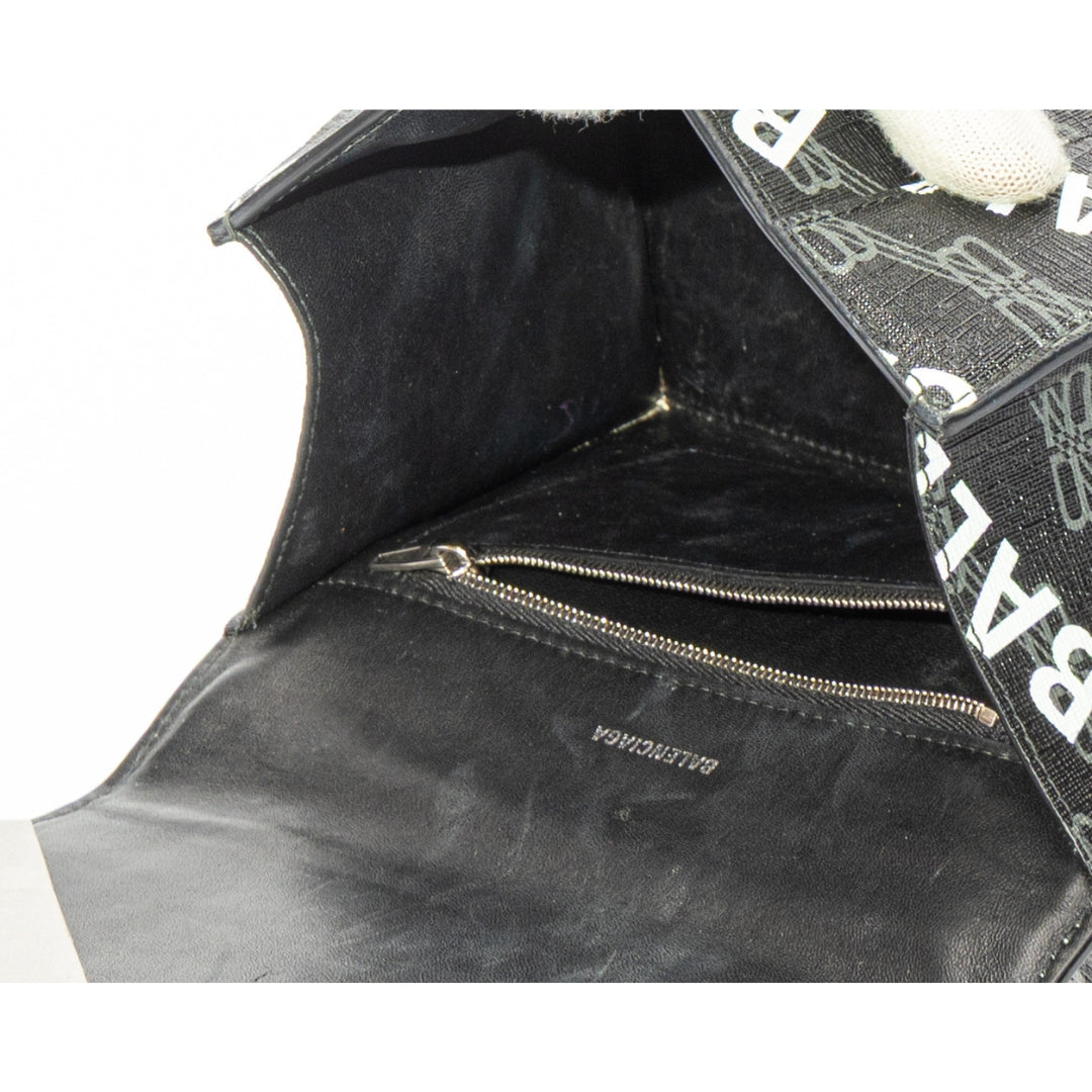 Balenciaga Black BB Monogram Hourglass Top Handle Bag
