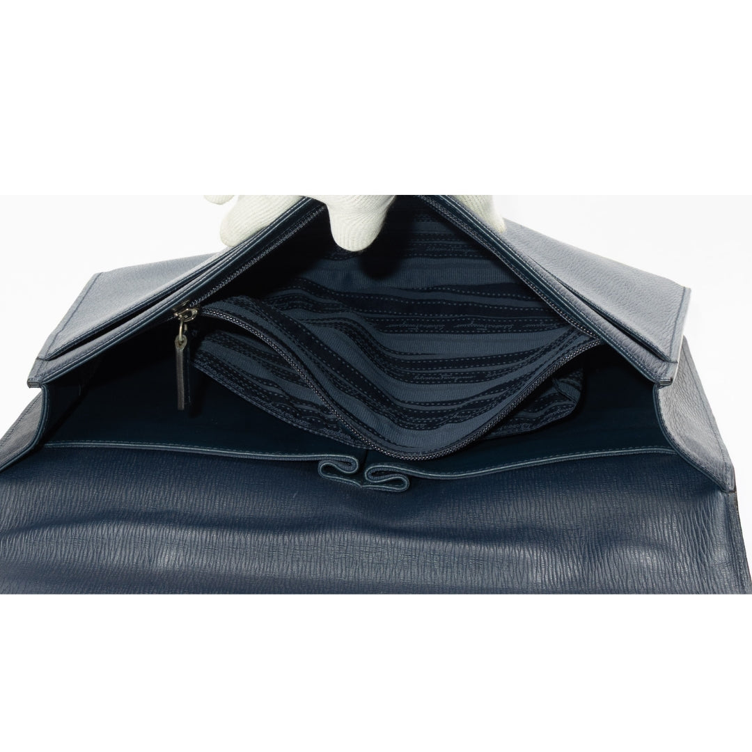Salvatore Ferragamo Navy Blue Briefcase