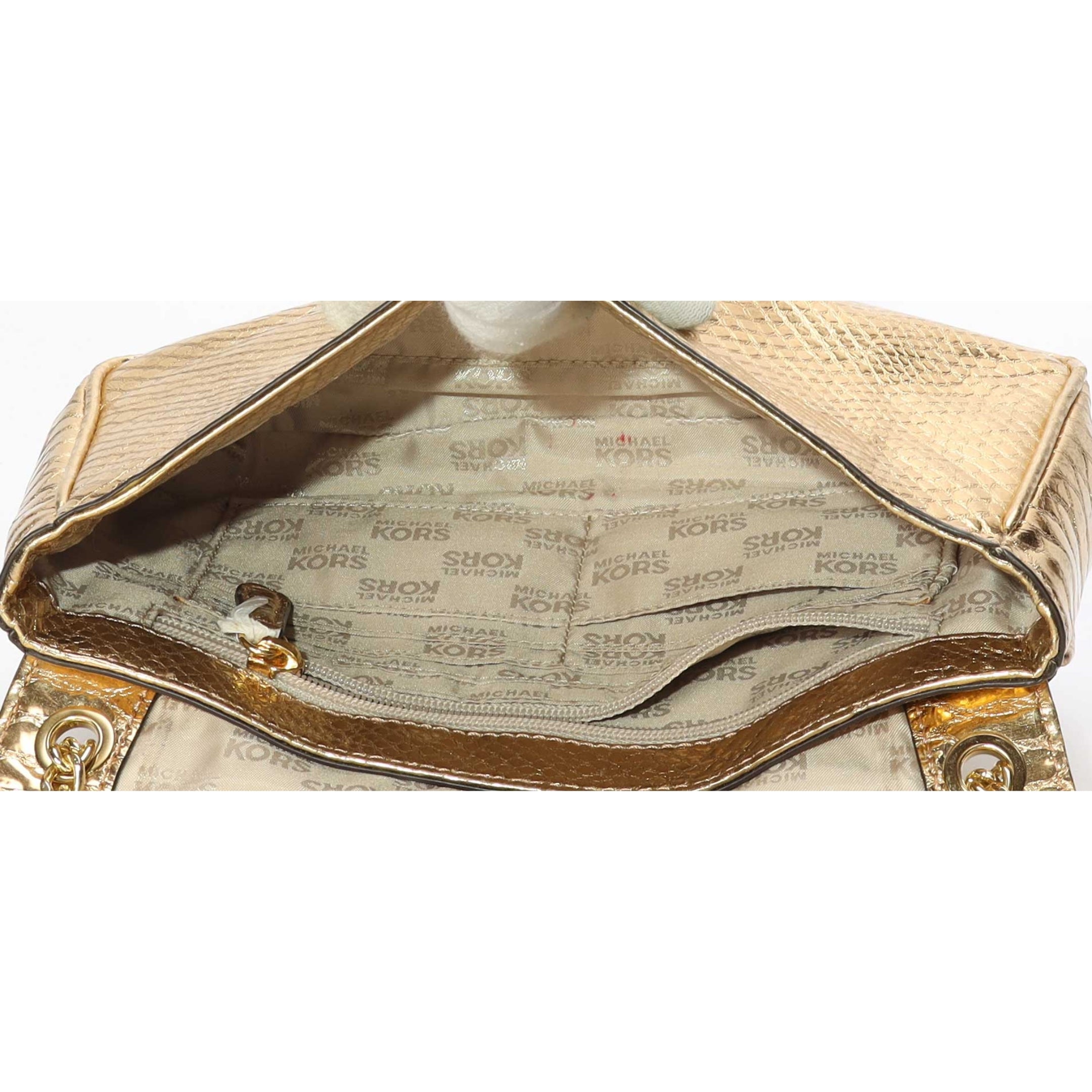 Michael Kors Gold Metallic Python Shoulder Bag