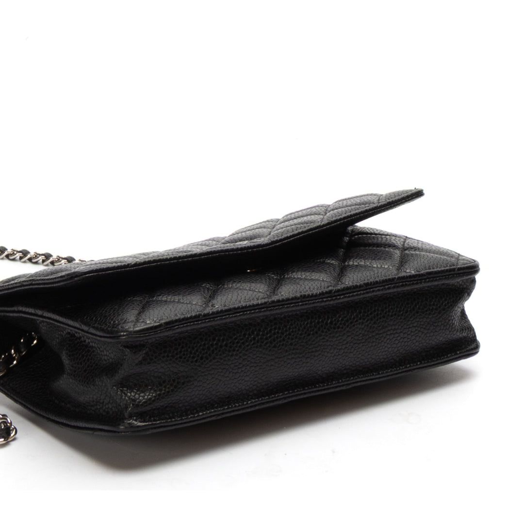 Chanel Black Caviar Quilted Wallet on Chain