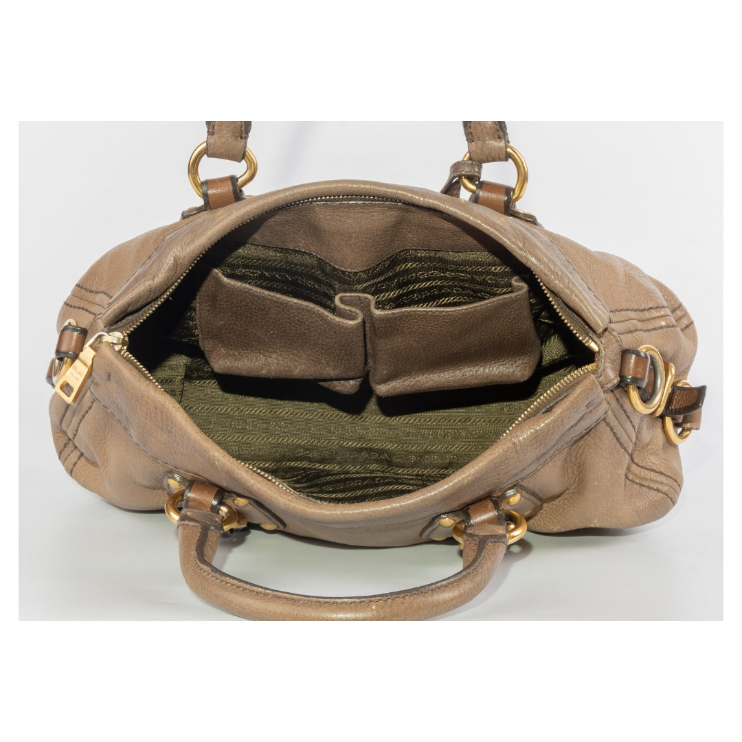 Prada Brown Leather Cervo Satchel