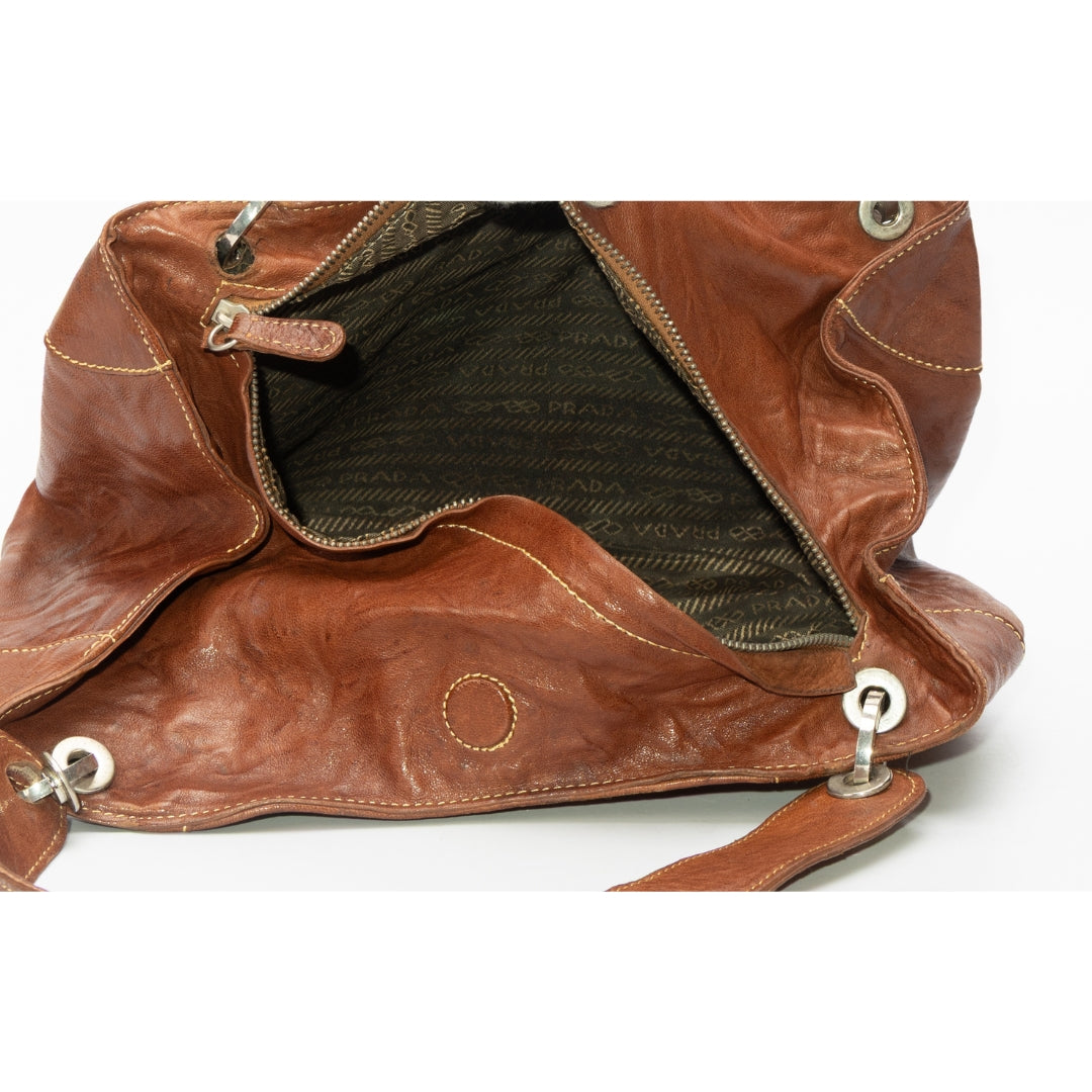 Prada Brown Leather Shoulder Bag