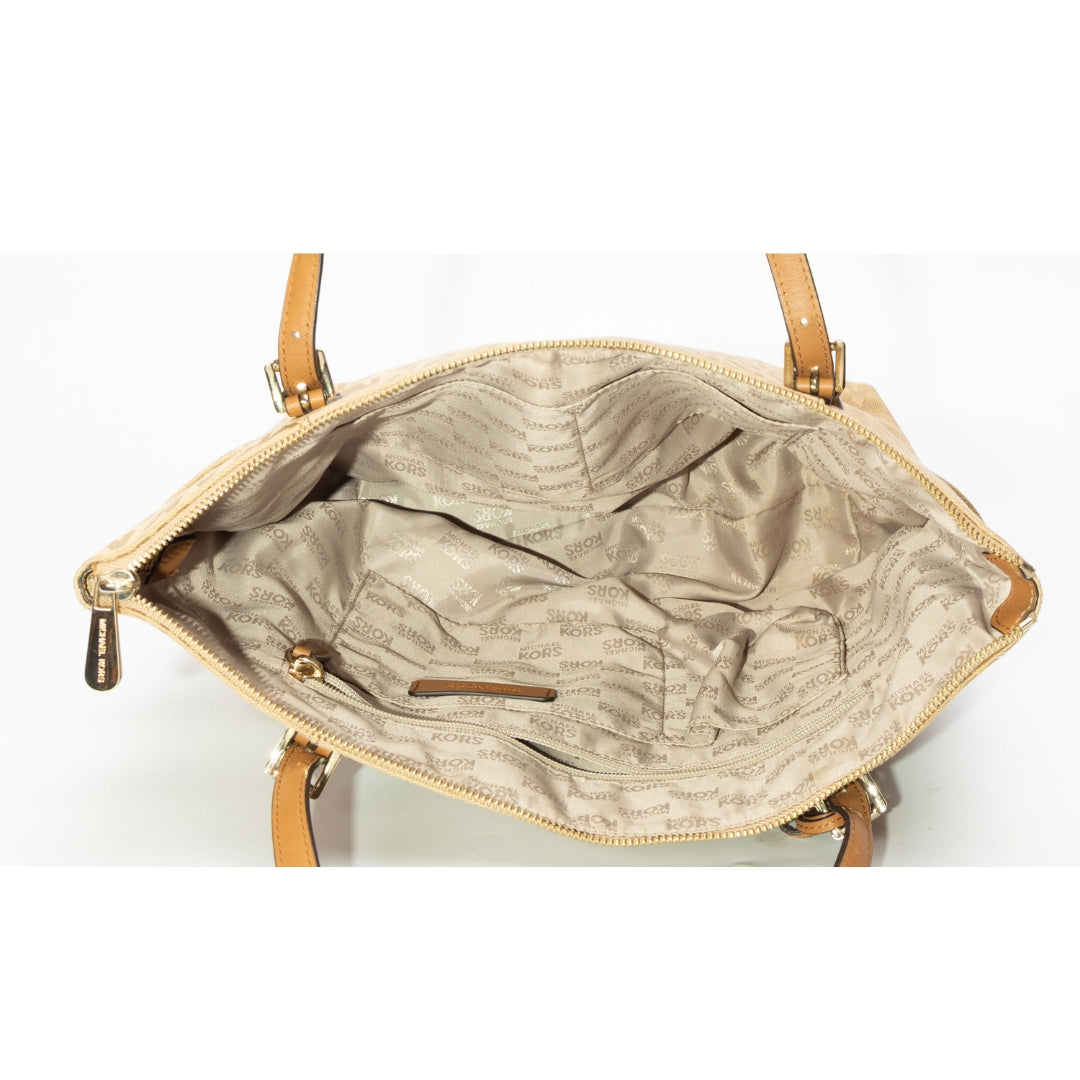 Michael Kors Beige Jet Set Top Zip Tote