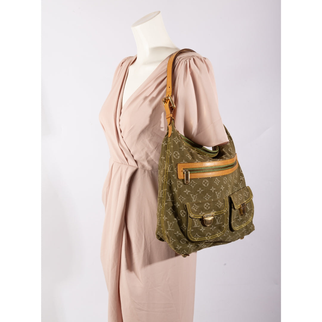 Louis Vuitton Green Denim Monogram Baggy GM Bag
