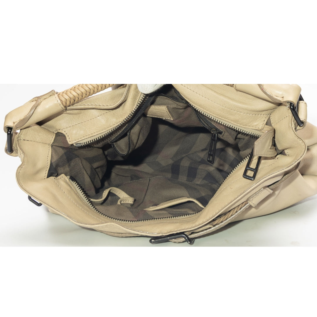 Burberry Beige Buckle Detail Hobo Tote