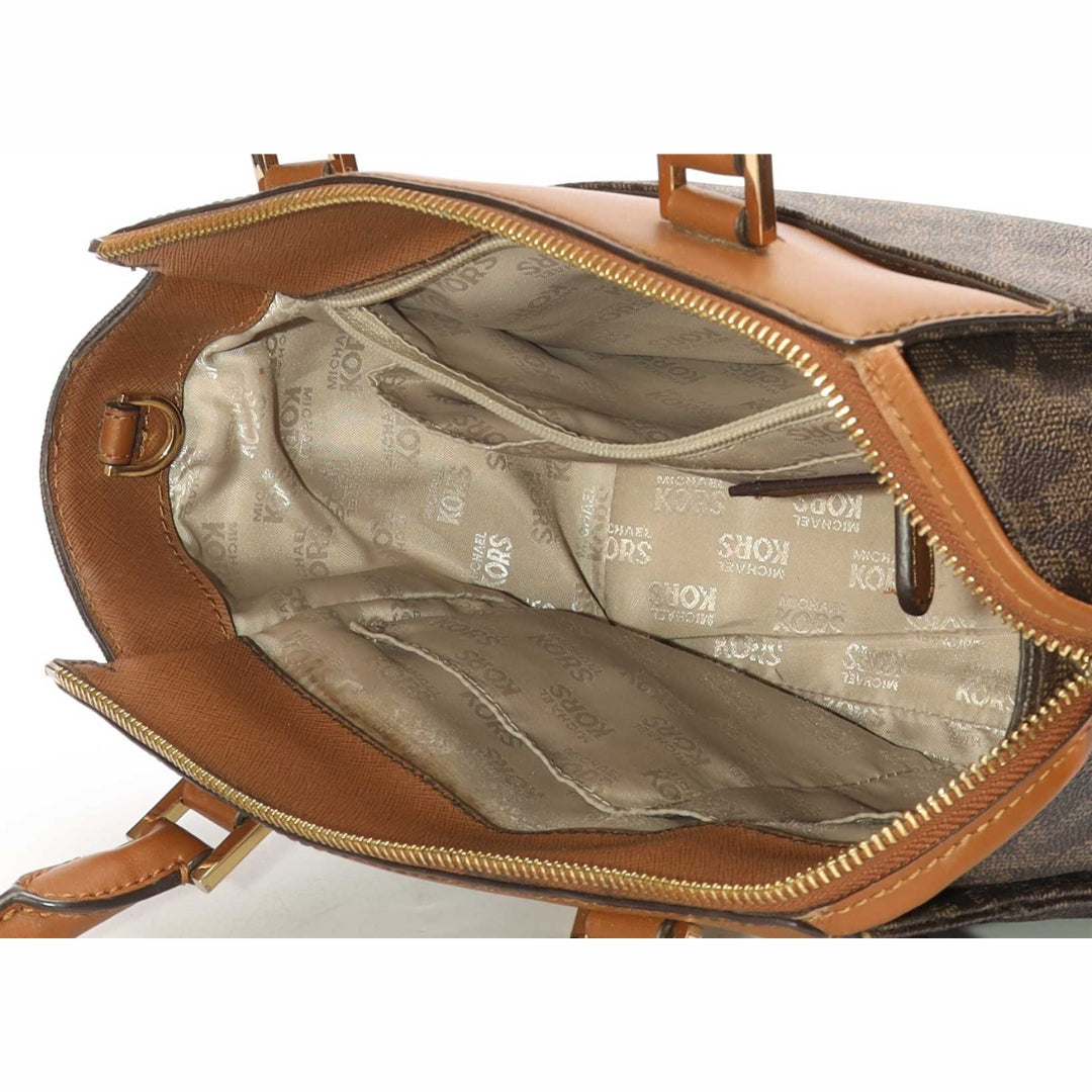 Michael Kors Hudson Brown Logo Satchel