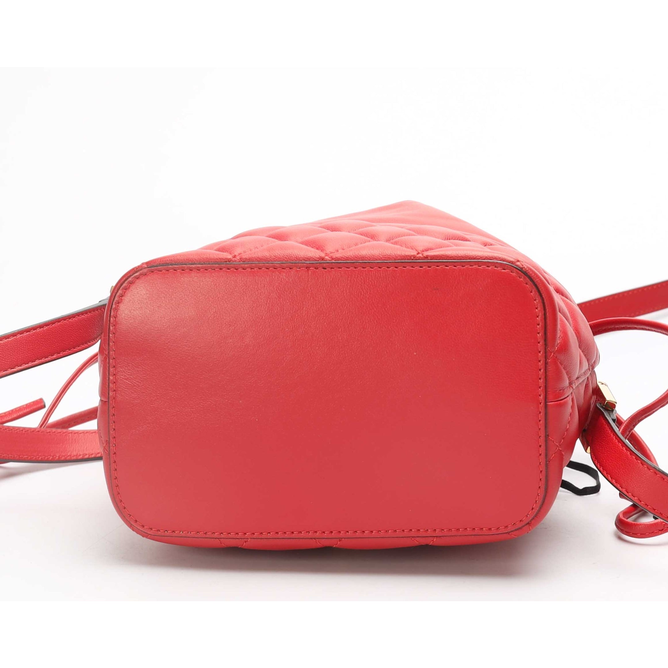 Versace Red Quilted Drawstring Shoulder Bag