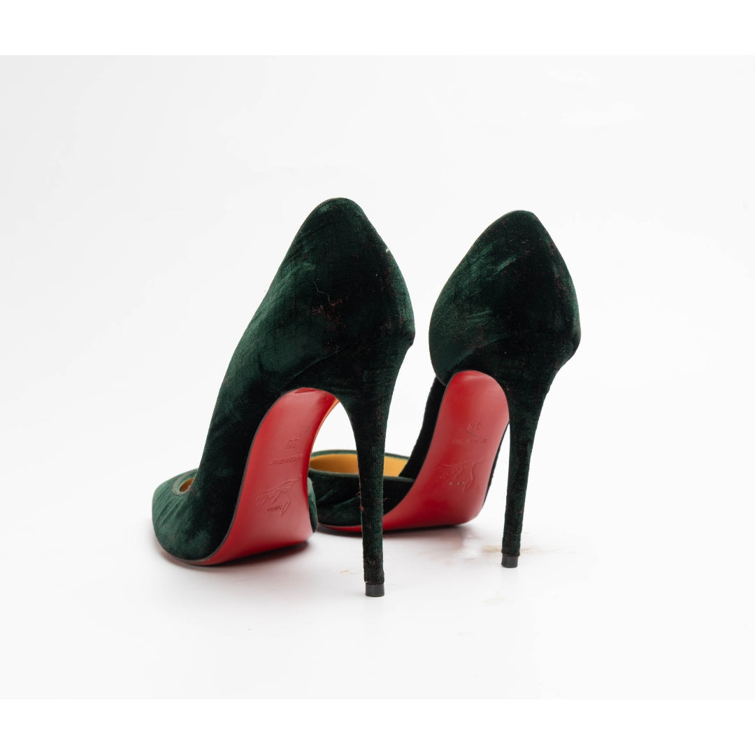 Christian Louboutin Dark Green Velvet Iriza D'orsay Pumps