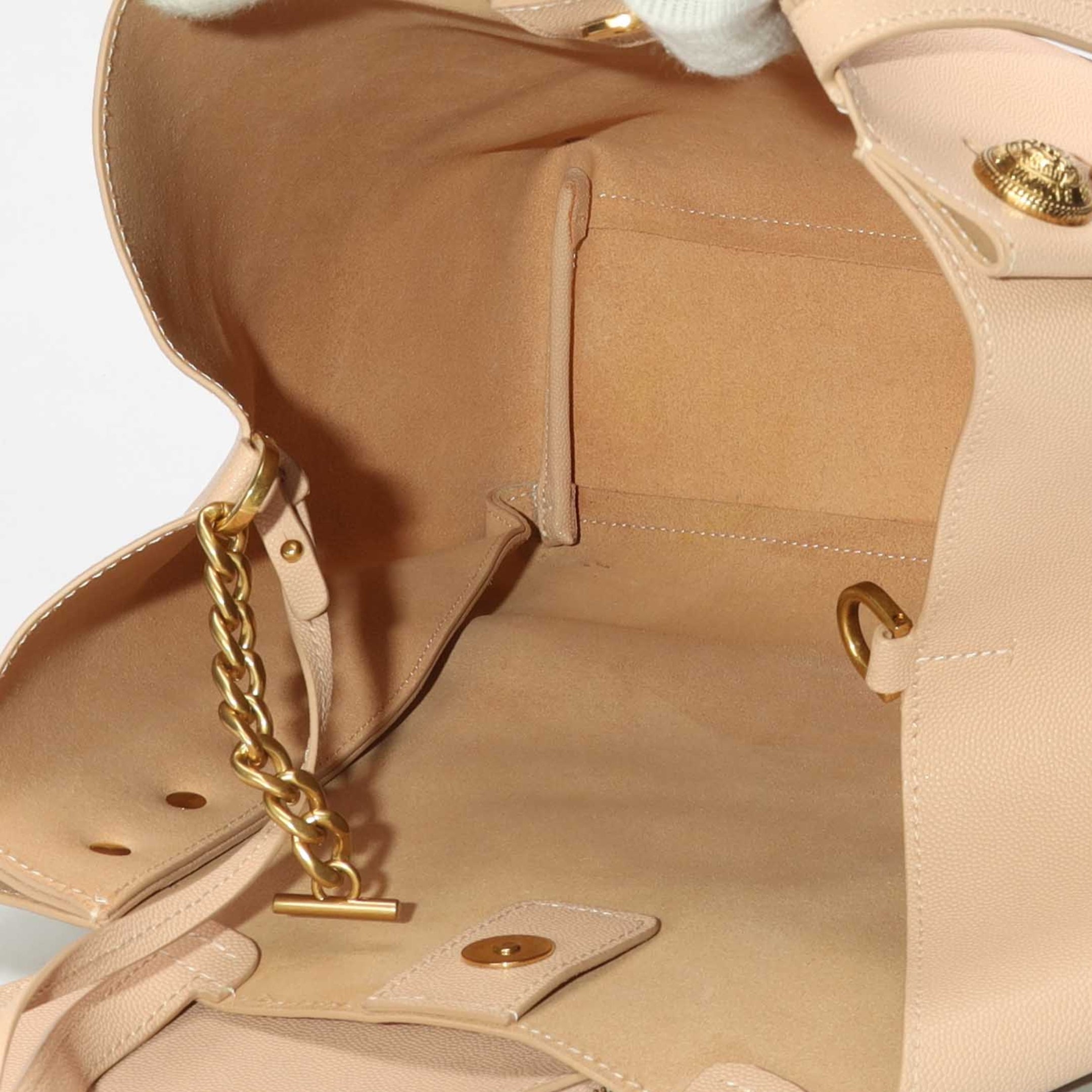 Balmain Embleme Peach Grained Calfskin Tote