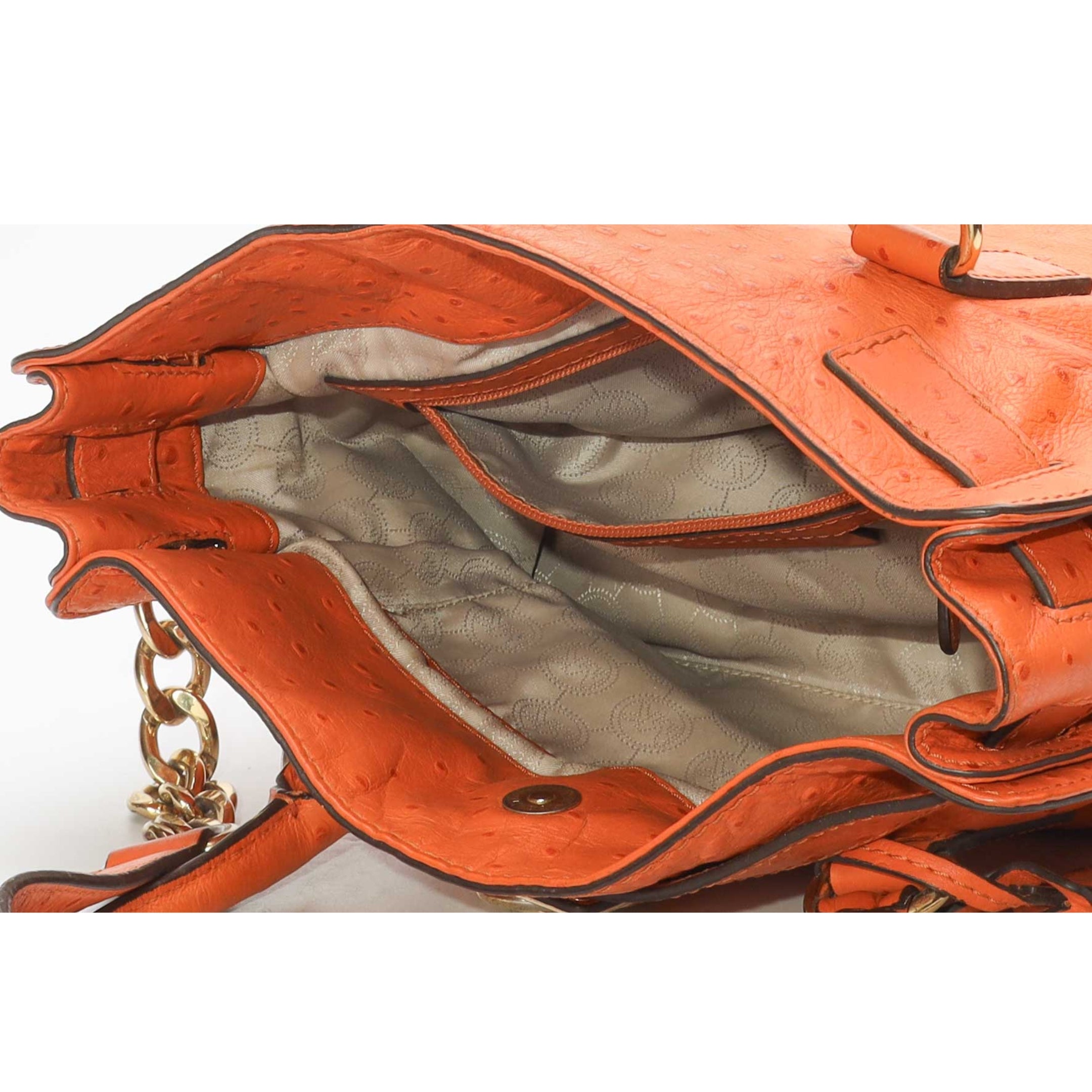 Michael Kors Hamilton Medium Orange Ostrich Tote
