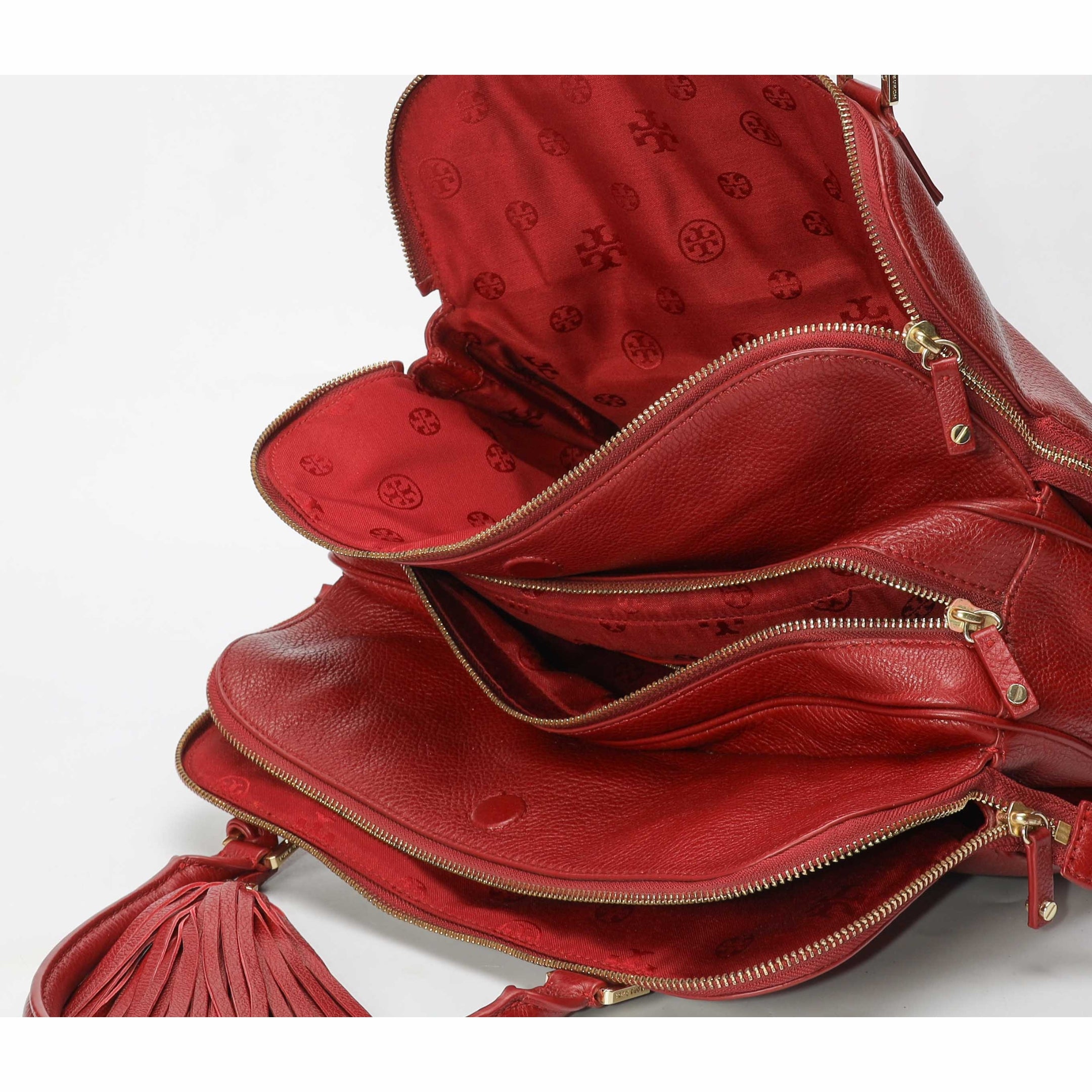 Tory Burch Thea Maroon Large Satchel