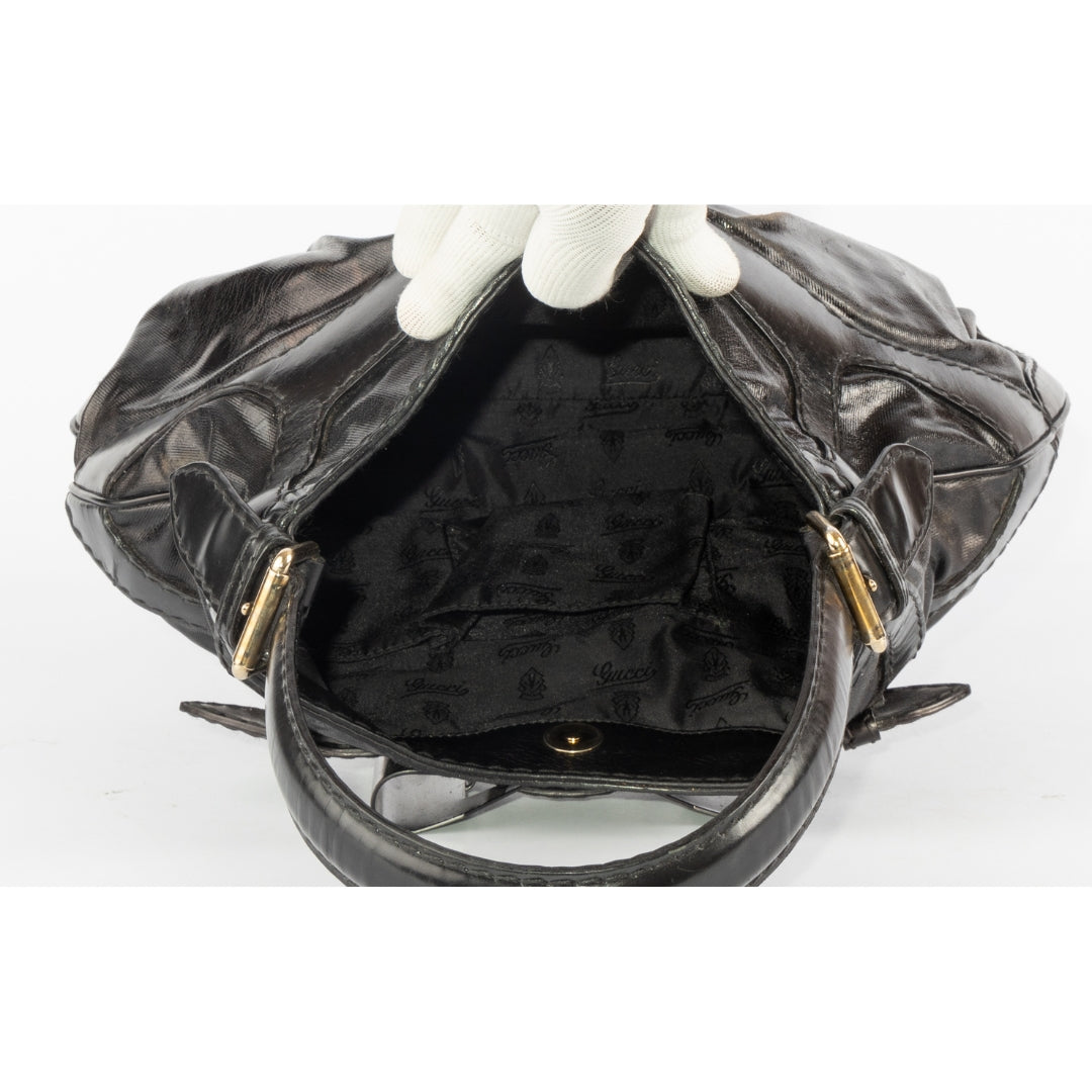 Gucci Black Dialux Queen Hobo Bag