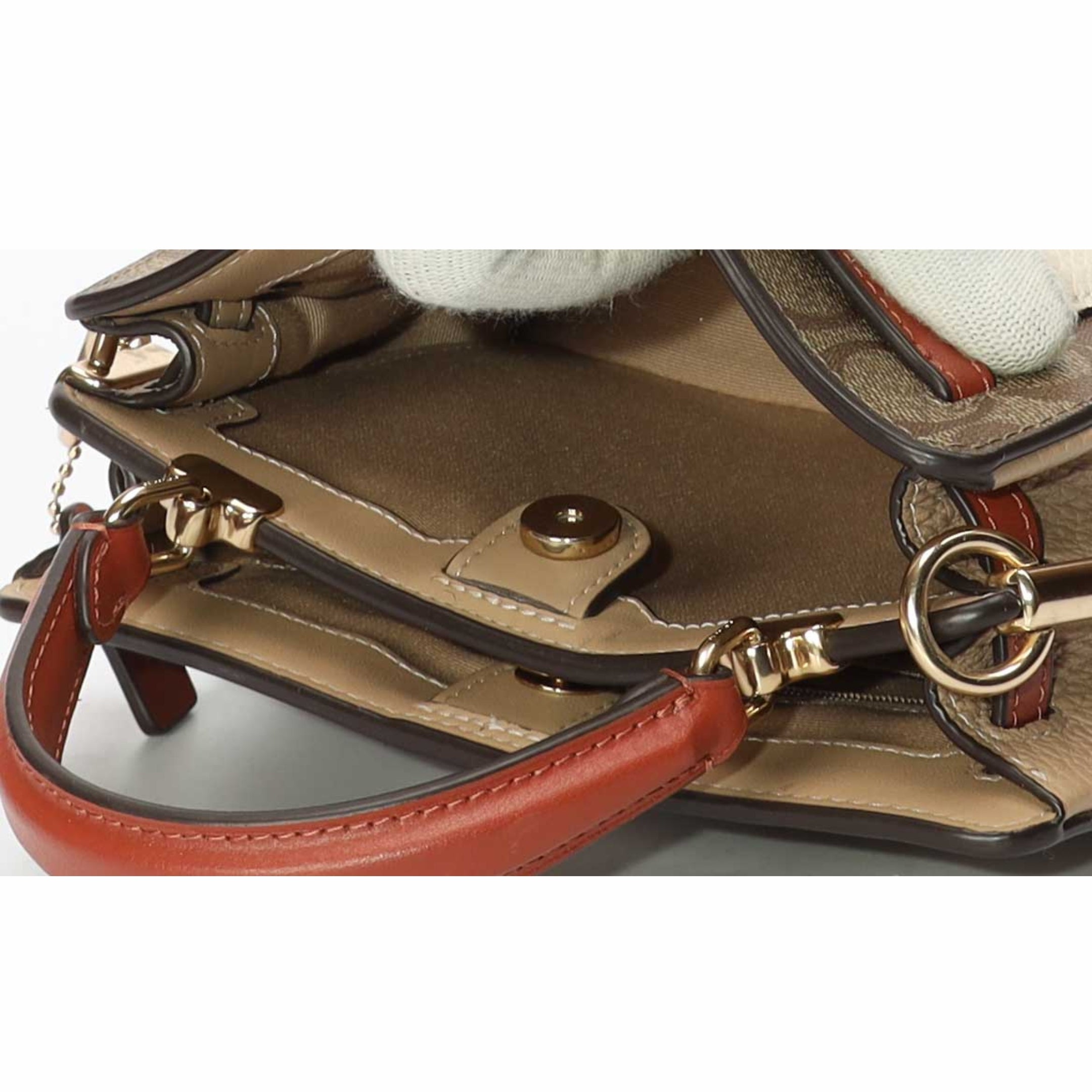 Coach Mini Lane Blocked Signature Canvas Satchel