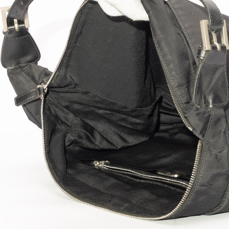 Fendi Leather-Trimmed Nylon Top Handle Bag
