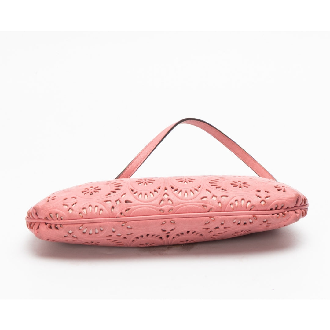 Coach Pink Ashley Floral Perforated Baguette