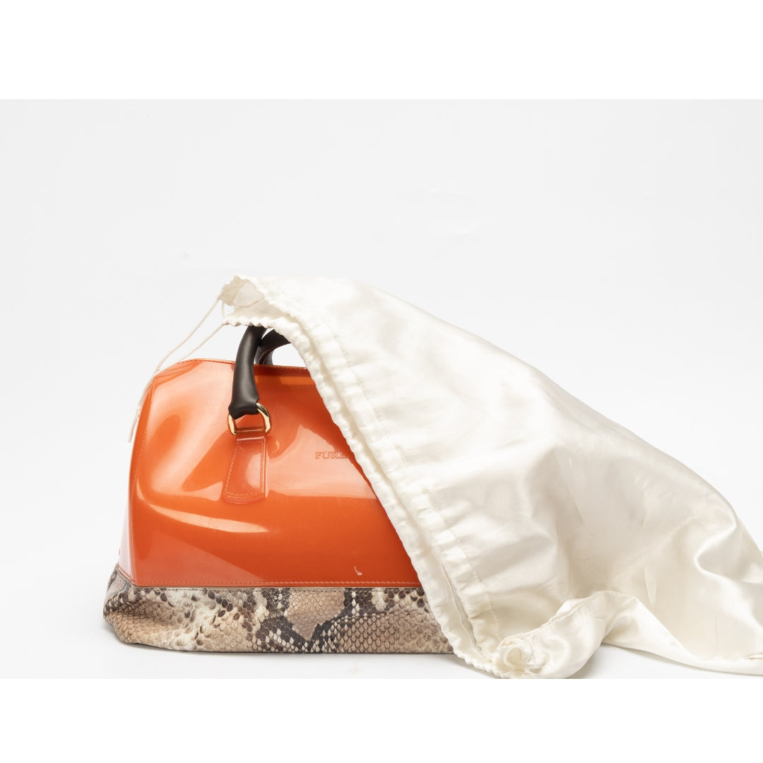 Furla Orange Python Print Medium Candy Satchel