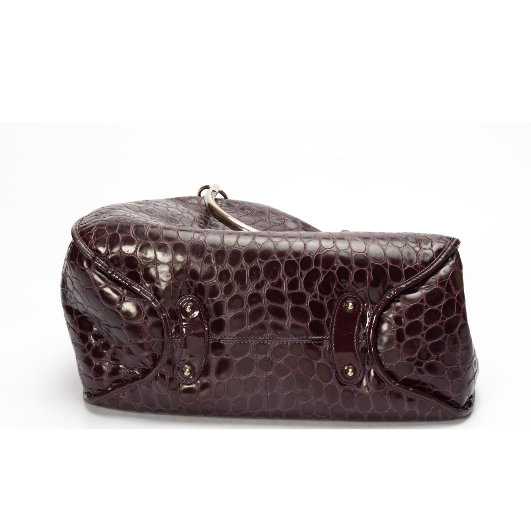 Dior Purple Croc Embossed Patent Leather 61 Tote