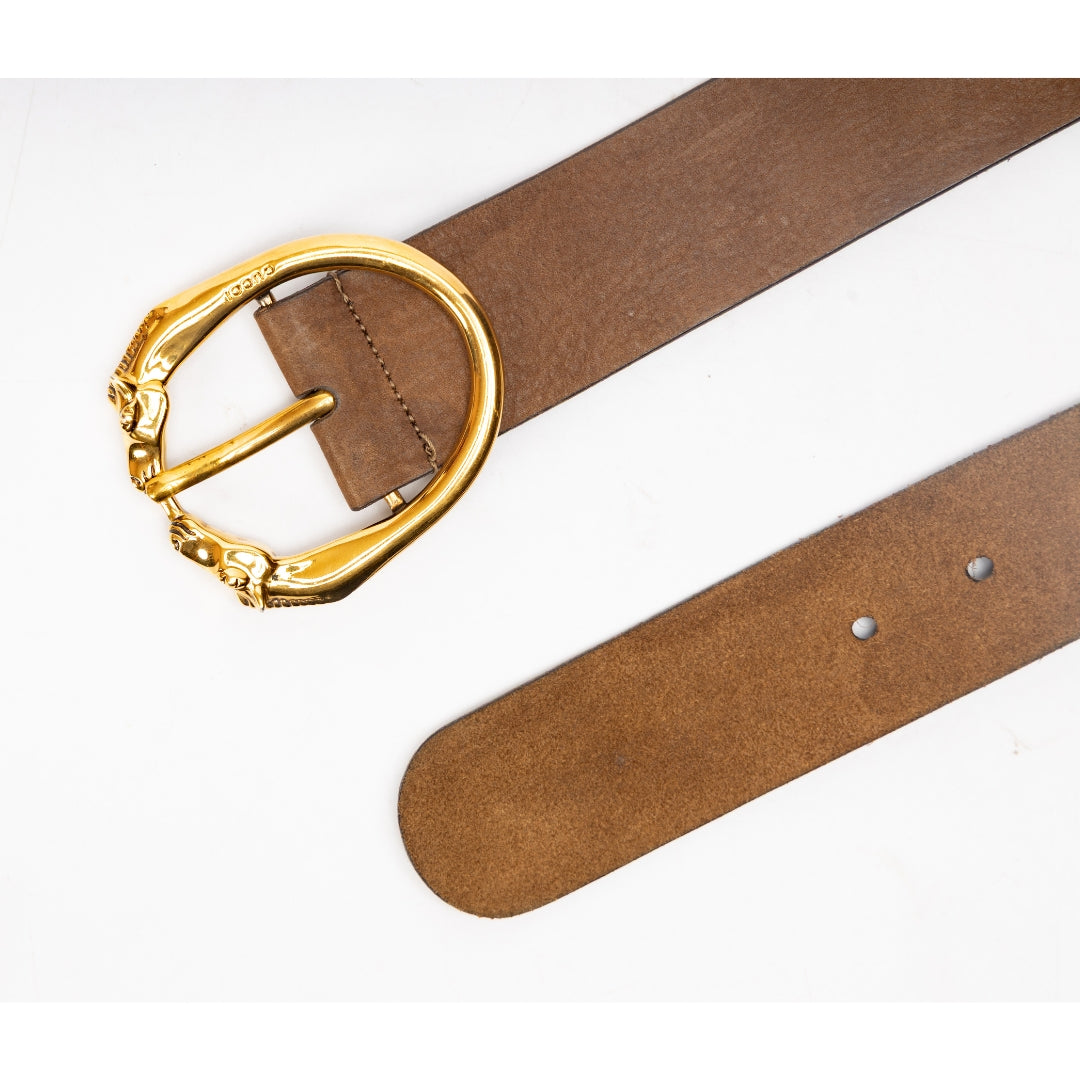 Gucci Horse Head Buckle Leather Belt