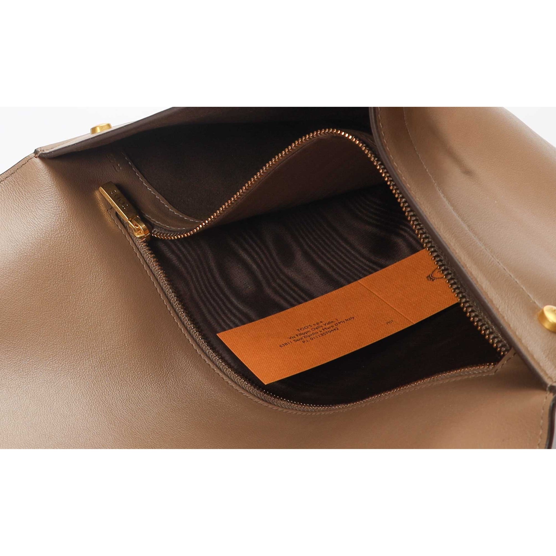 Tods Taupe Large T Timeless Envelope Clutch