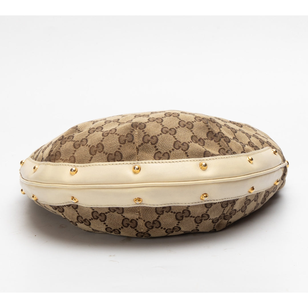 Gucci GG Monogram Biba Studded Hobo Bag