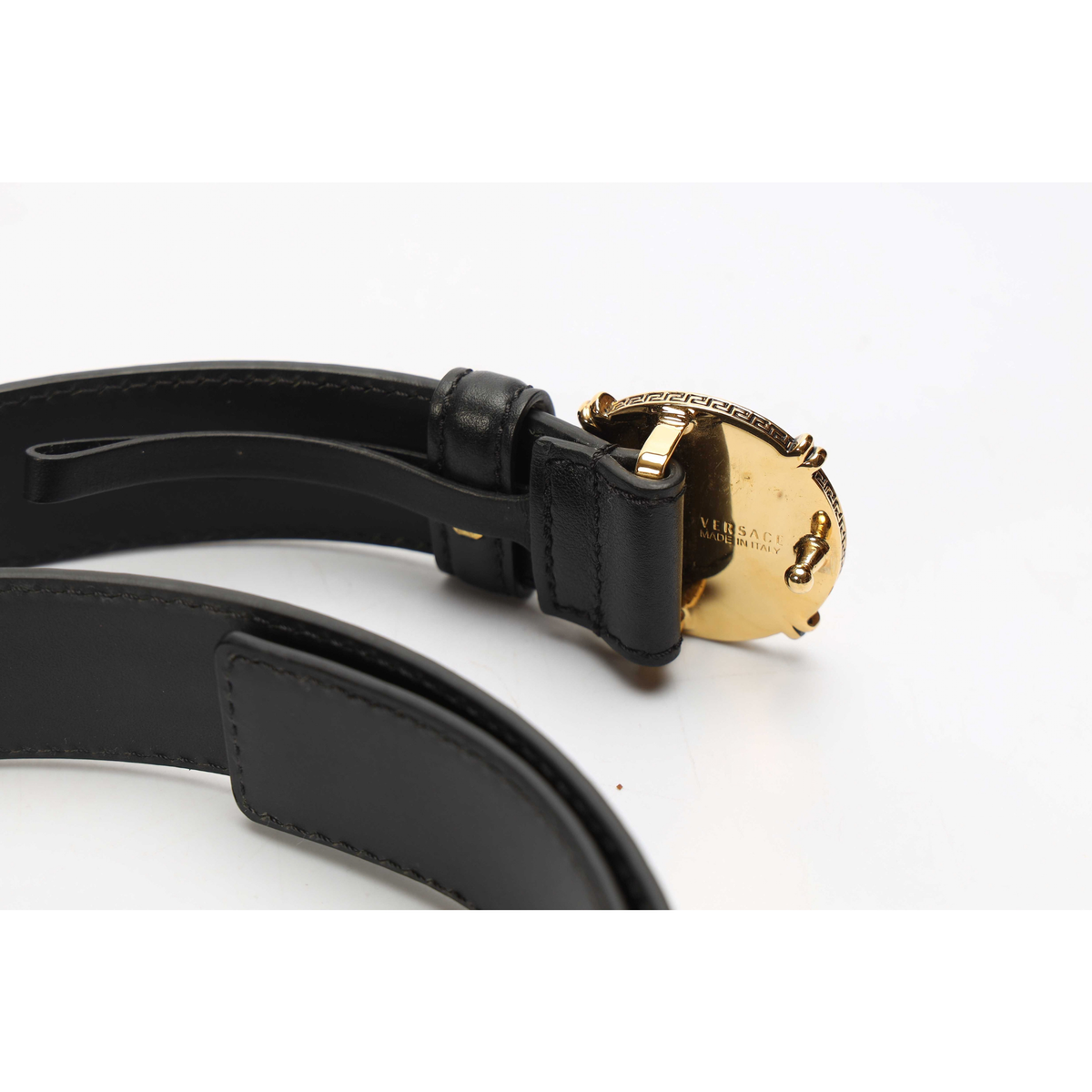 Versace Round Medusa Black Belt