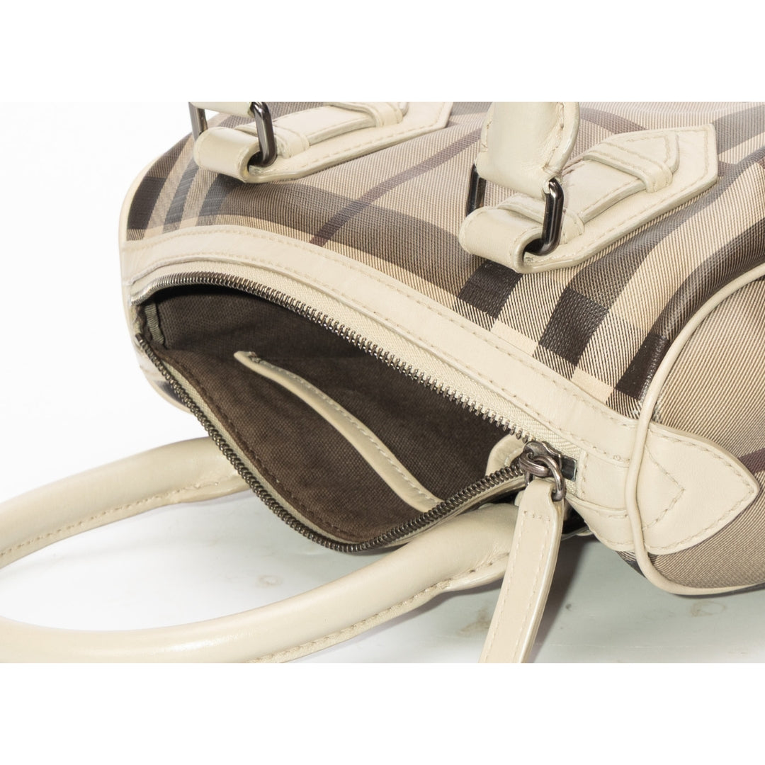 Burberry Beige Check PVC Leather Chester Boston Bag