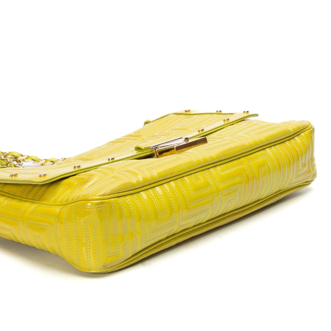 Versace Lime Yellow Flap Shoulder Bag