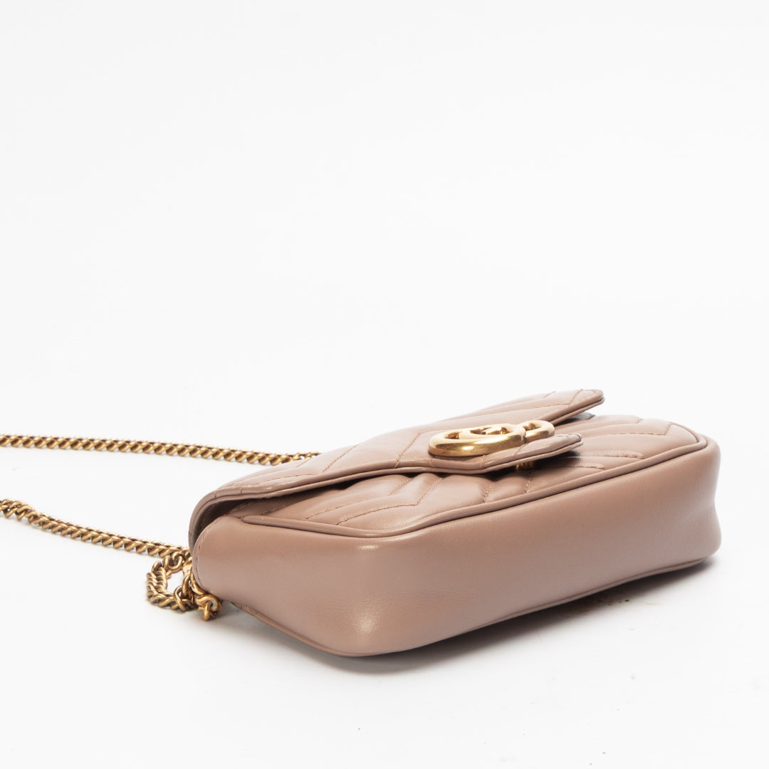 Gucci Pink Super Mini GG Marmont Shoulder Bag