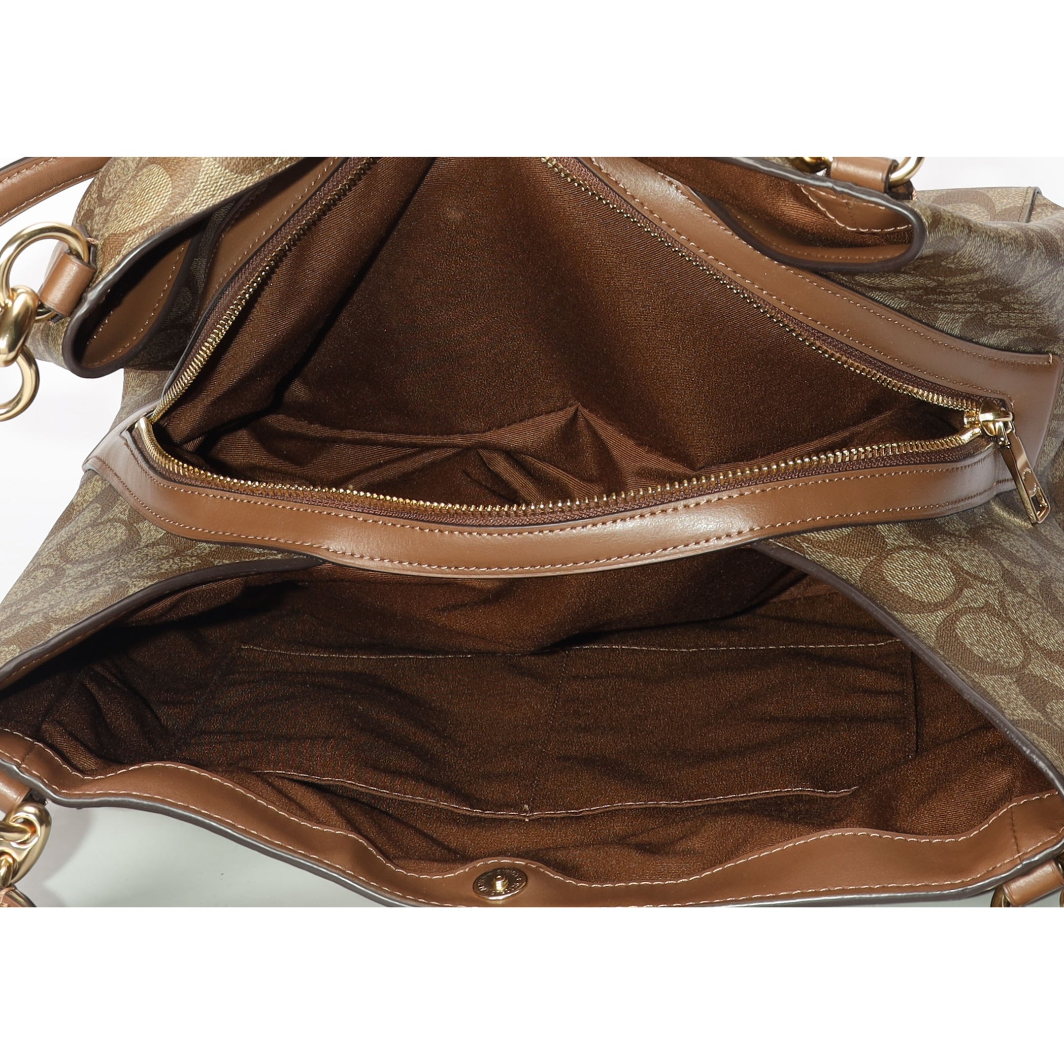 Coach Hallie Signature Canvas Brown Shoulder Bag