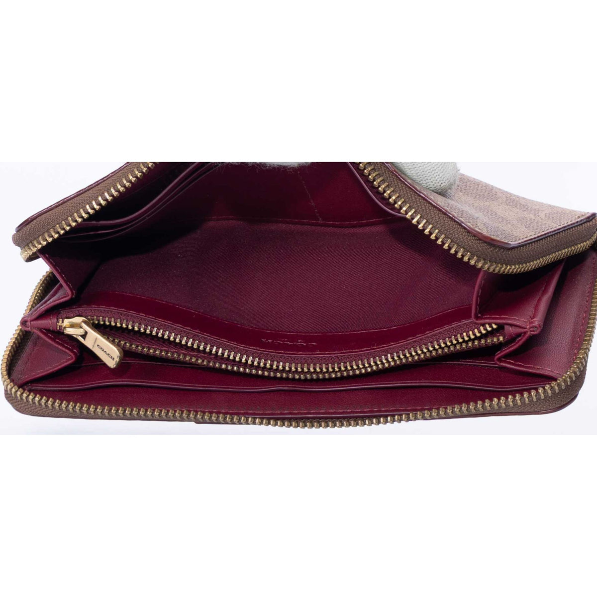 Coach Accordion Brown Zip Wallet