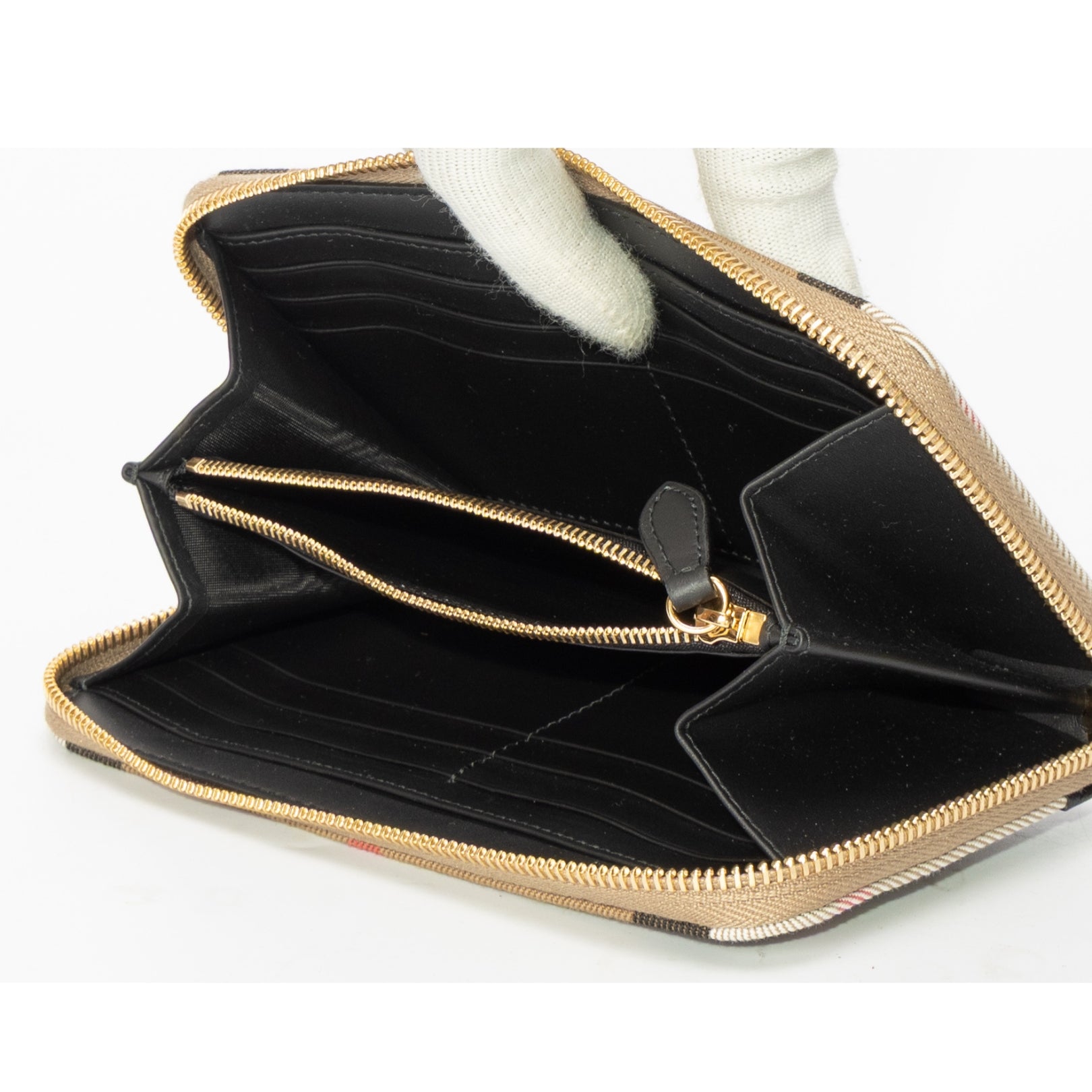 Burberry House Check Canvas Zip-Around Wallet