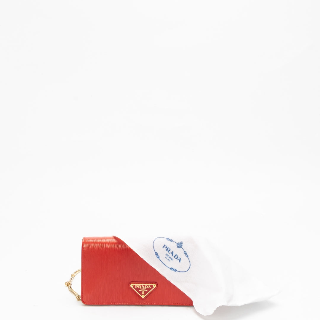 Prada Red Vitello Move Wallet on Chain