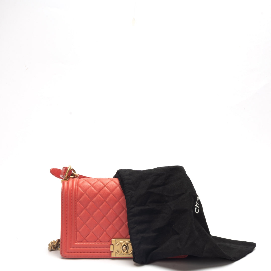 Chanel Lambskin Boy Flap Crossbody Bag Red