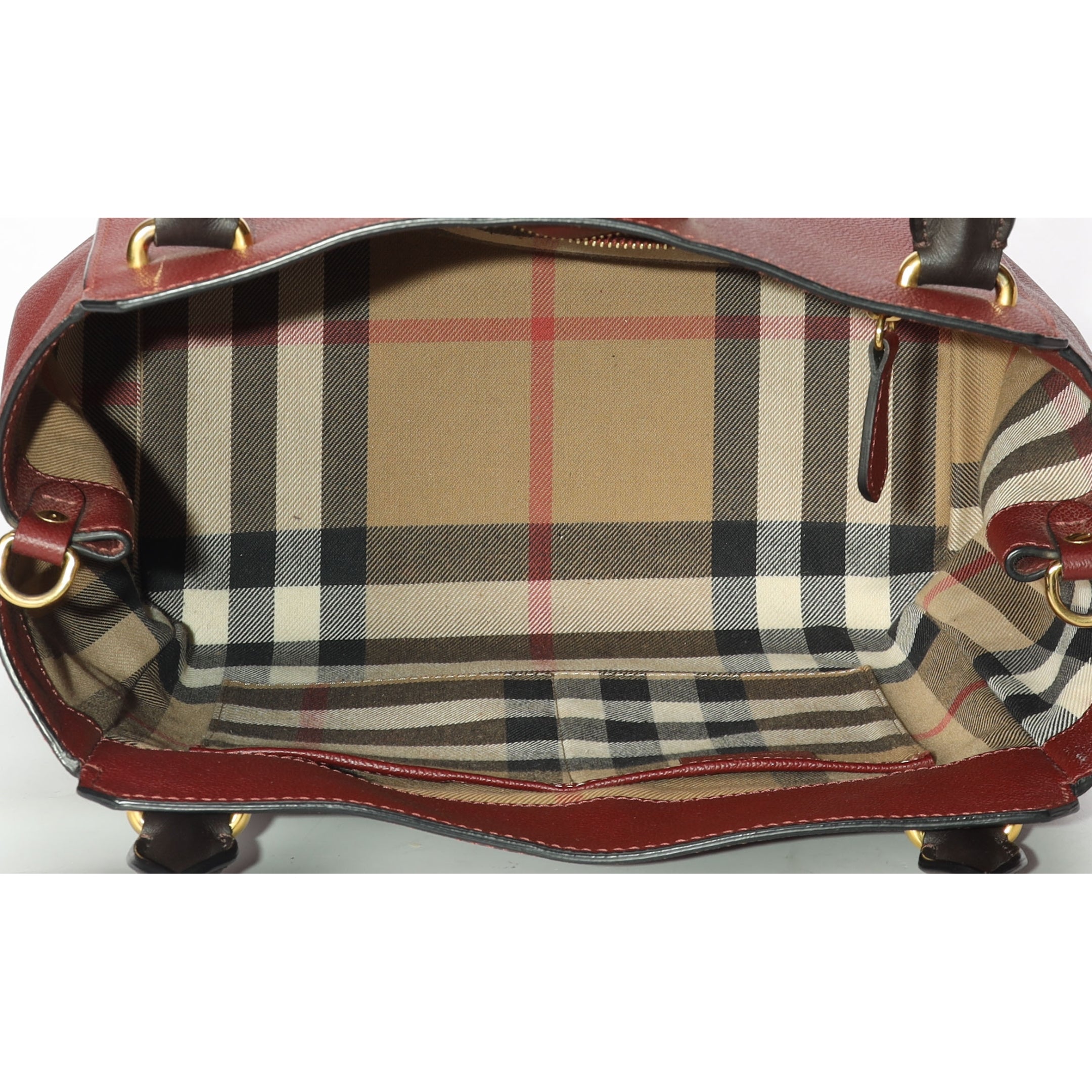 Burberry Burgundy Grainy Small Buckle Tote