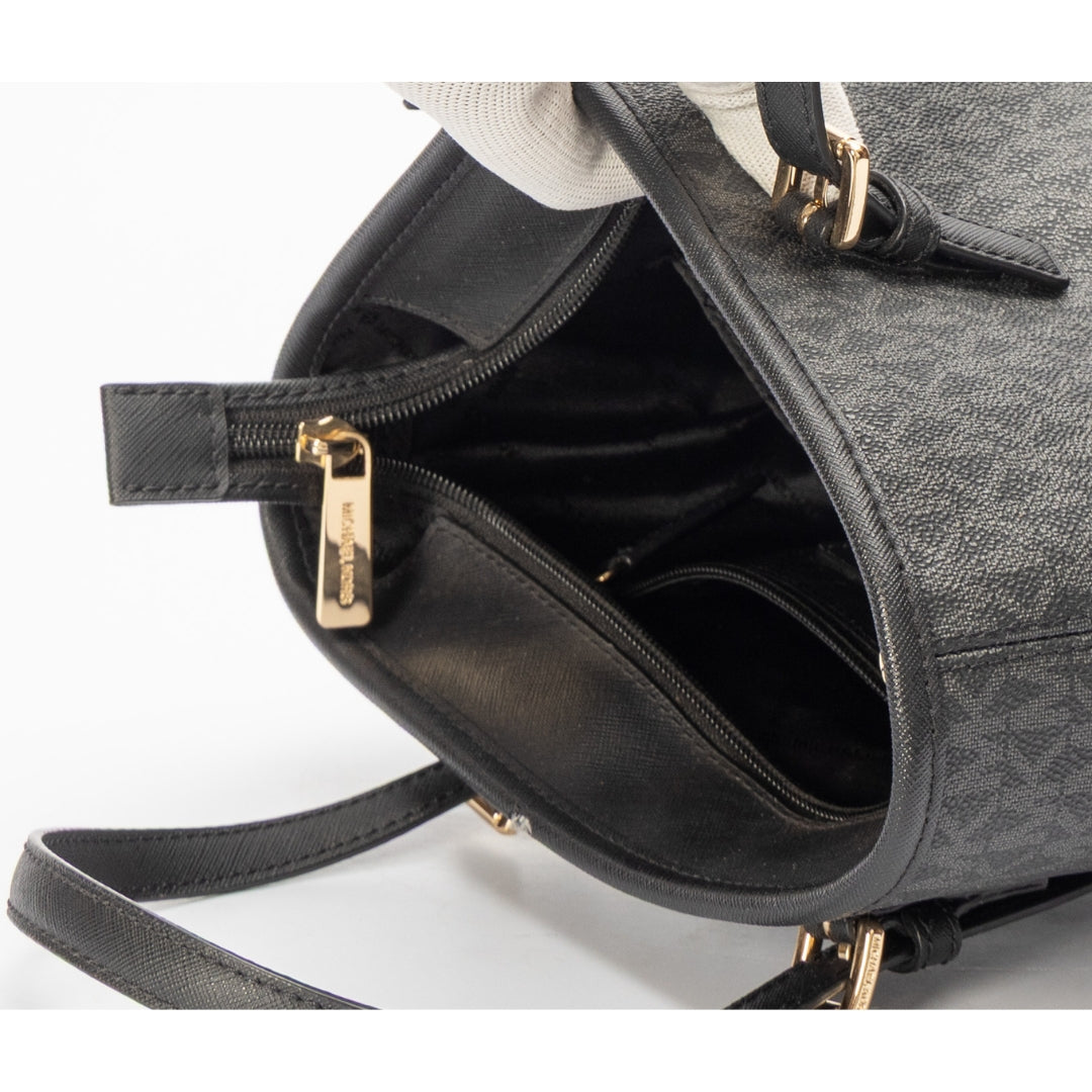 Michael Kors Black Jet Set Travel Logo Satchel