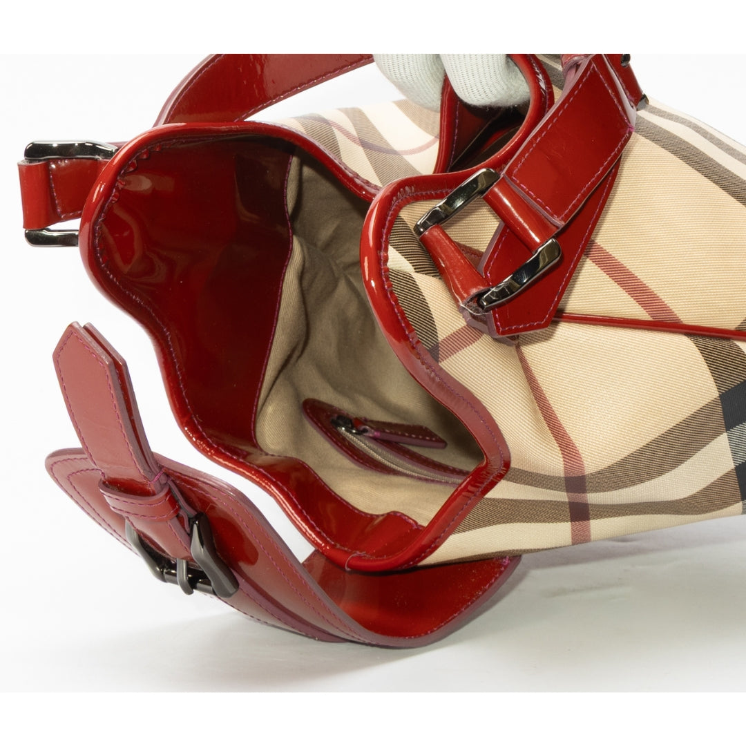 Burberry Nova Check PVC and Patent Leather Brooke Hobo Bag