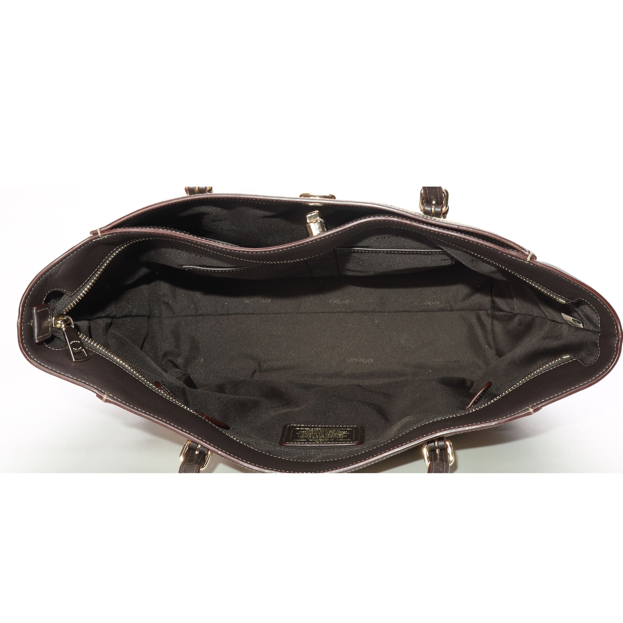 Coach Turnlock Beige/Black Shopper Tote