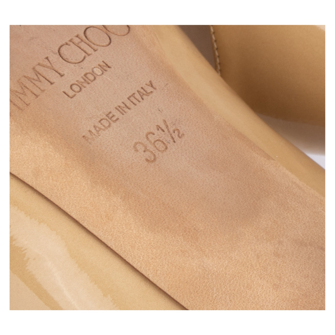 Jimmy Choo Beige Patent Leather Romy Pumps